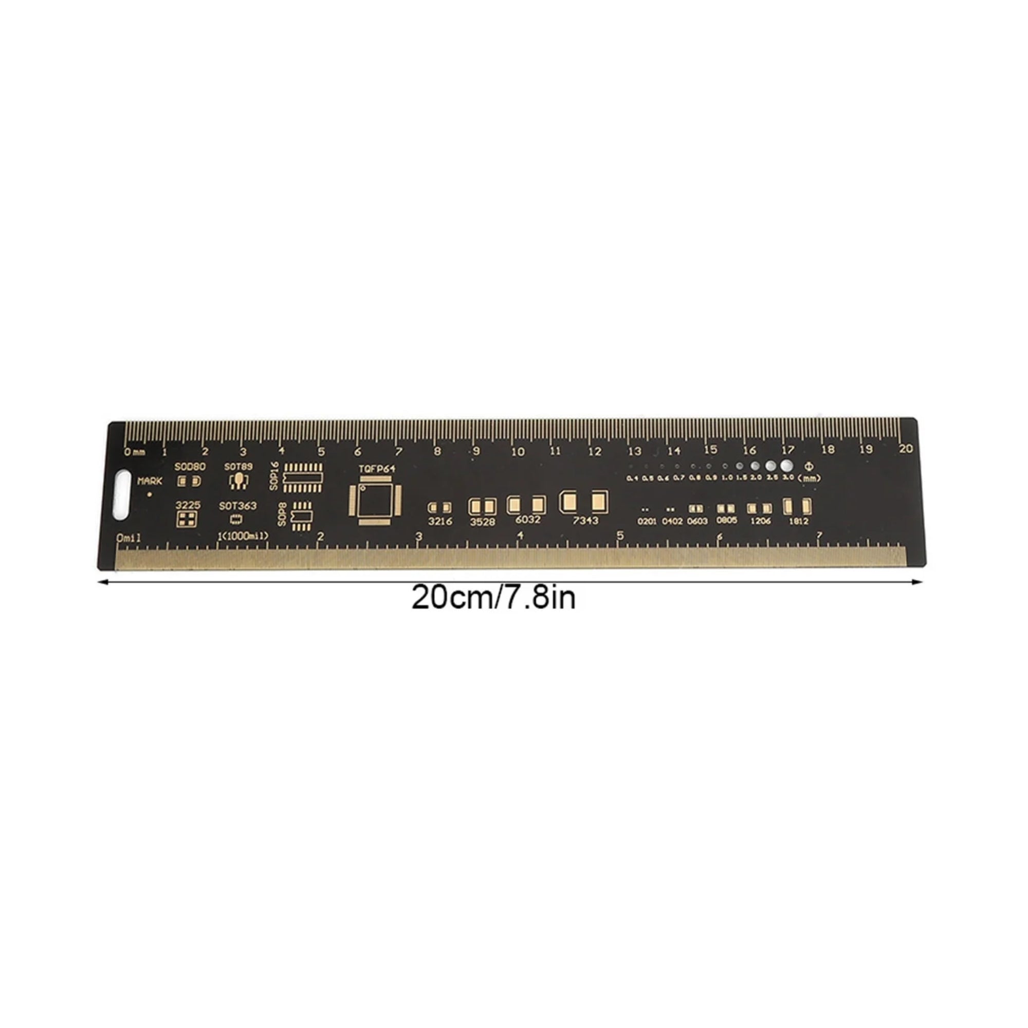 20CM PCB Ruler For Electronic Engineers Measuring Tool PCB Reference Ruler Chip IC SMD Diode Transistor Package Electronic