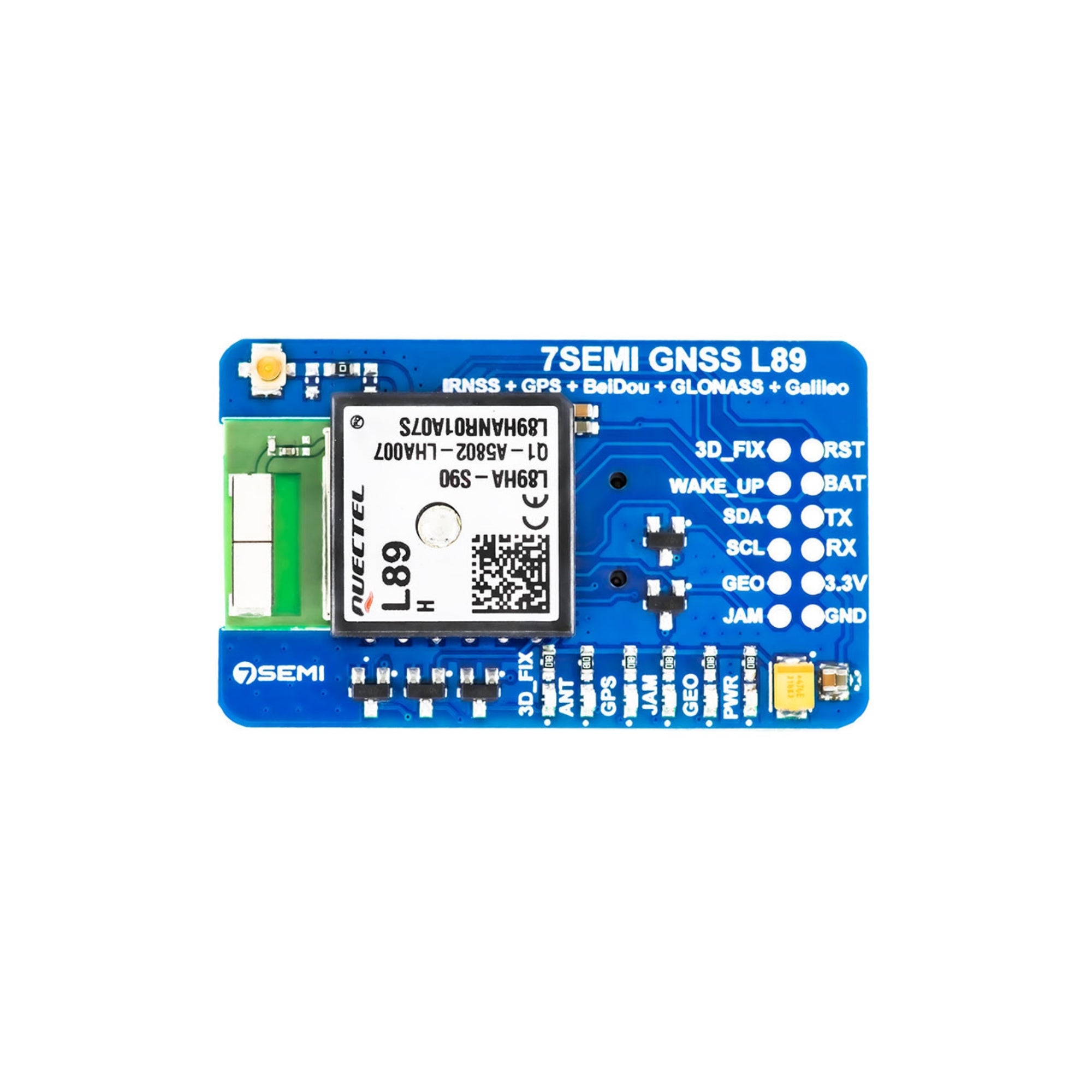 7Semi L89HA Breakout Multi-GNSS engines for GPS, IRNSS, GLONASS, BeiDou, Galileo and QZSS