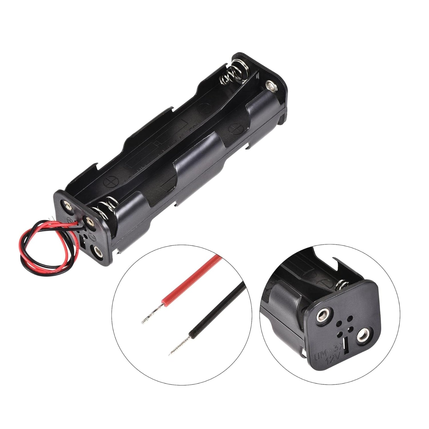 8 x 1.5V AA Battery Strip Case Connector - Long Front-Back