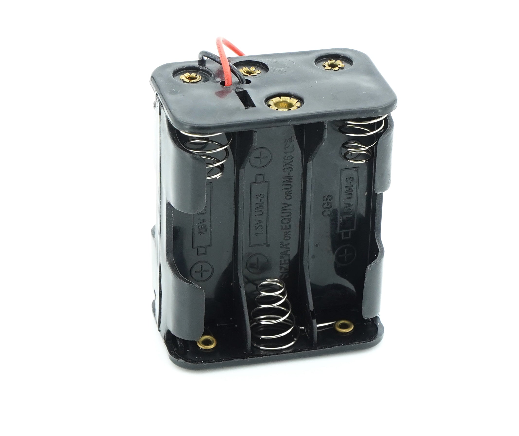 6 x 1.5V AA Battery Case Connector - Front-Back