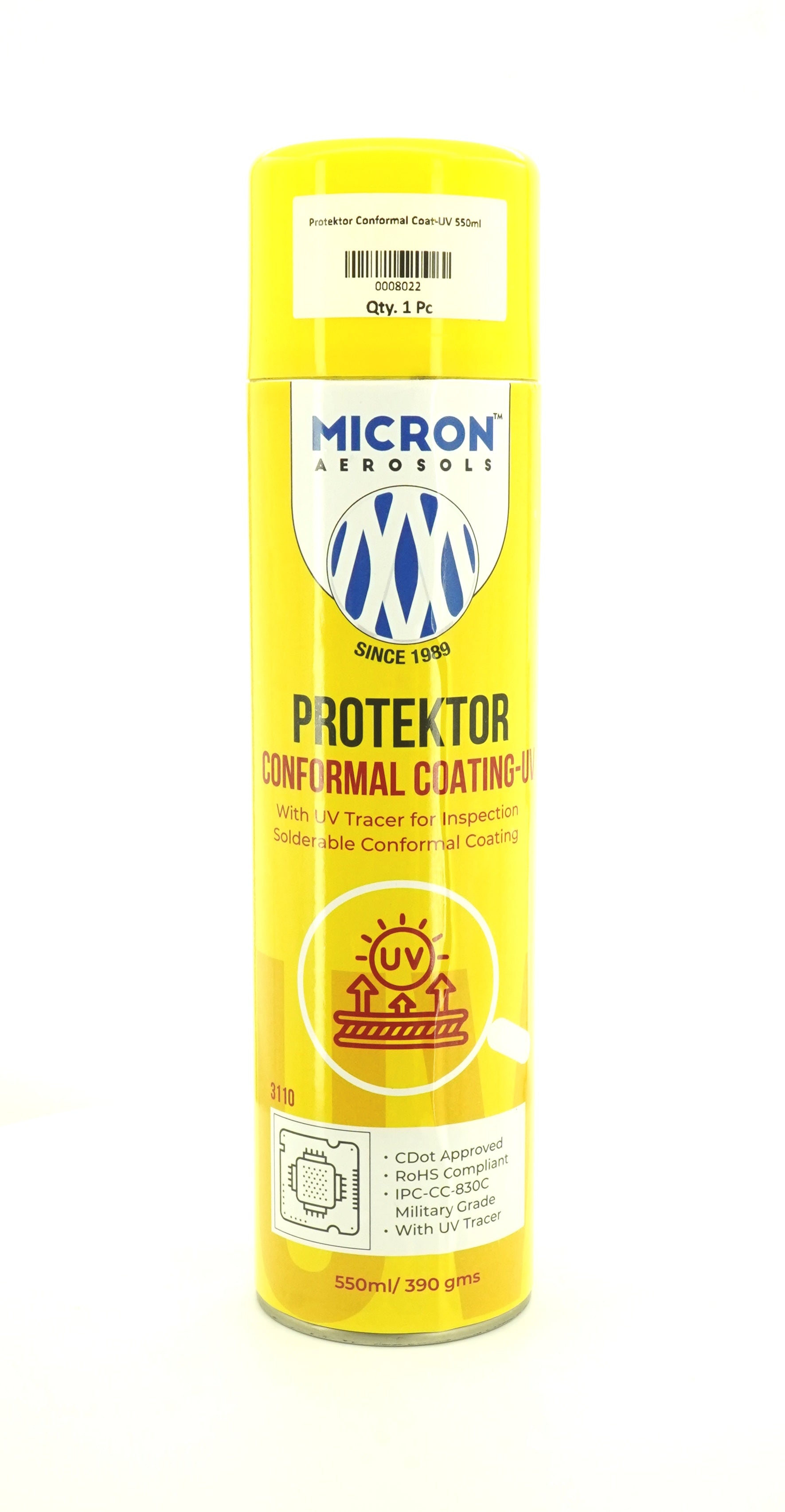 Protektor Conformal Coating Spray - UV for PCBs, Electronics | With UV Tracer - Glows under UV Light