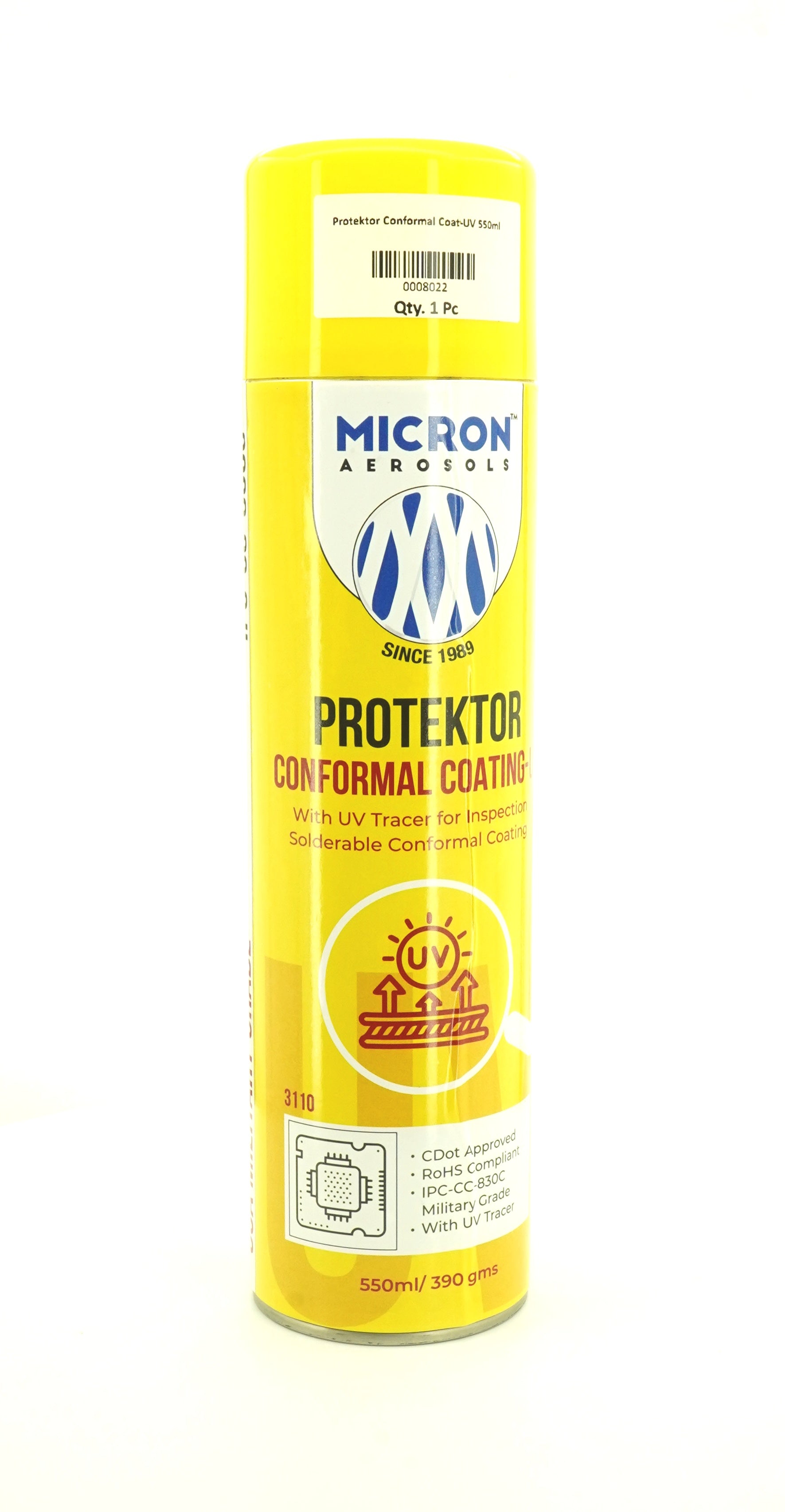 Protektor Conformal Coating Spray - UV for PCBs, Electronics | With UV Tracer - Glows under UV Light