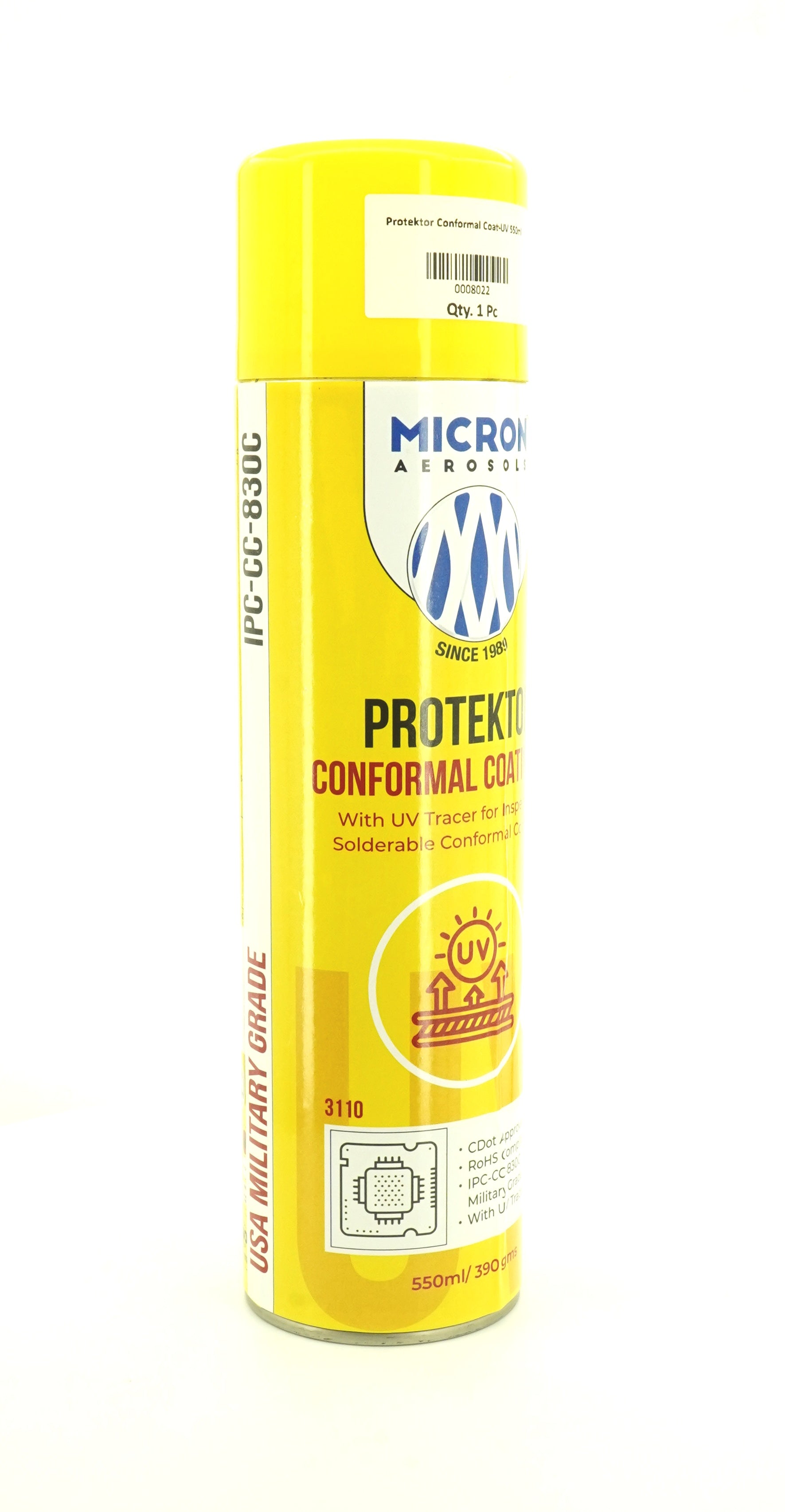 Protektor Conformal Coating Spray - UV for PCBs, Electronics | With UV Tracer - Glows under UV Light