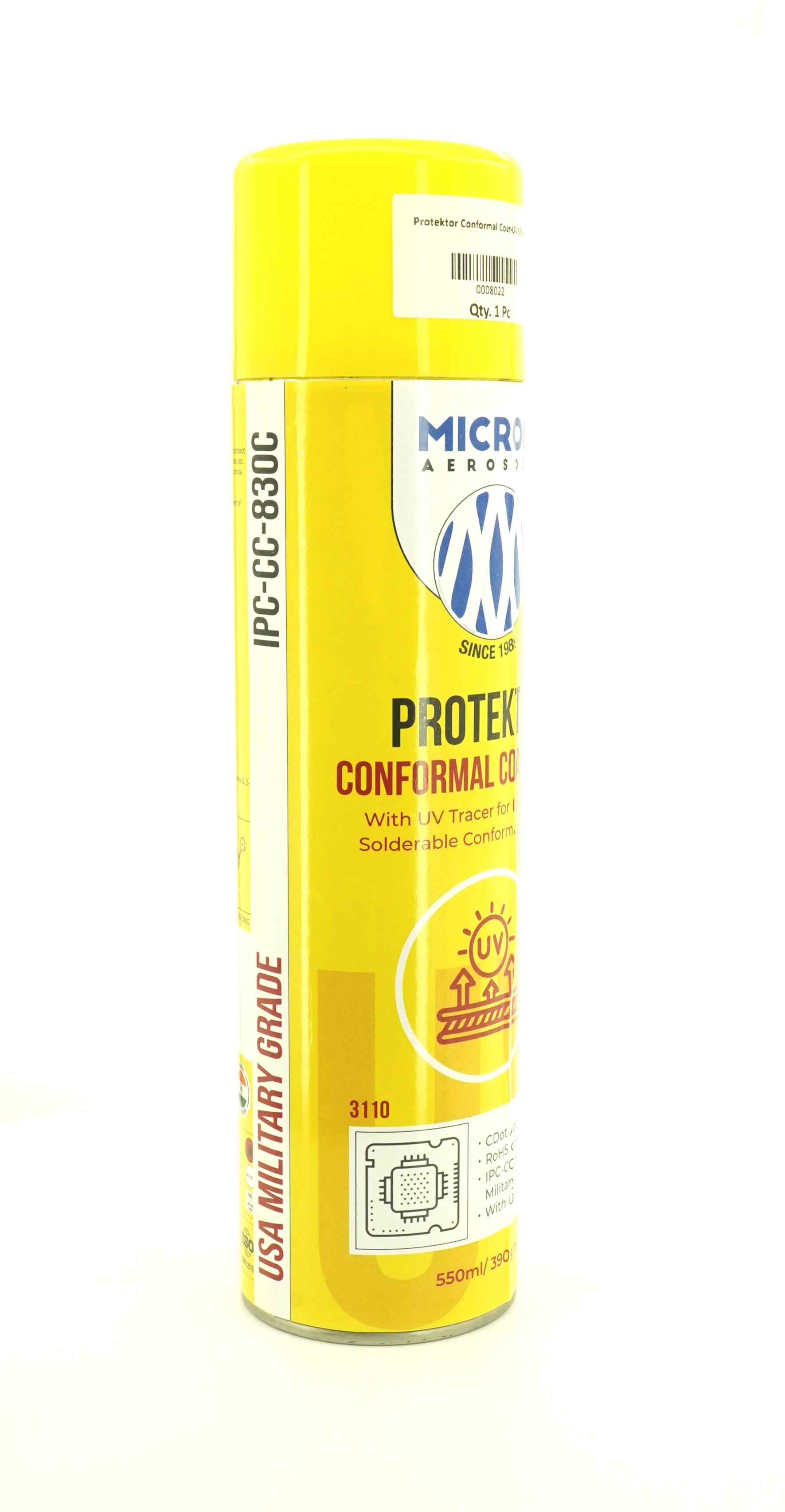 Protektor Conformal Coating Spray - UV for PCBs, Electronics | With UV Tracer - Glows under UV Light