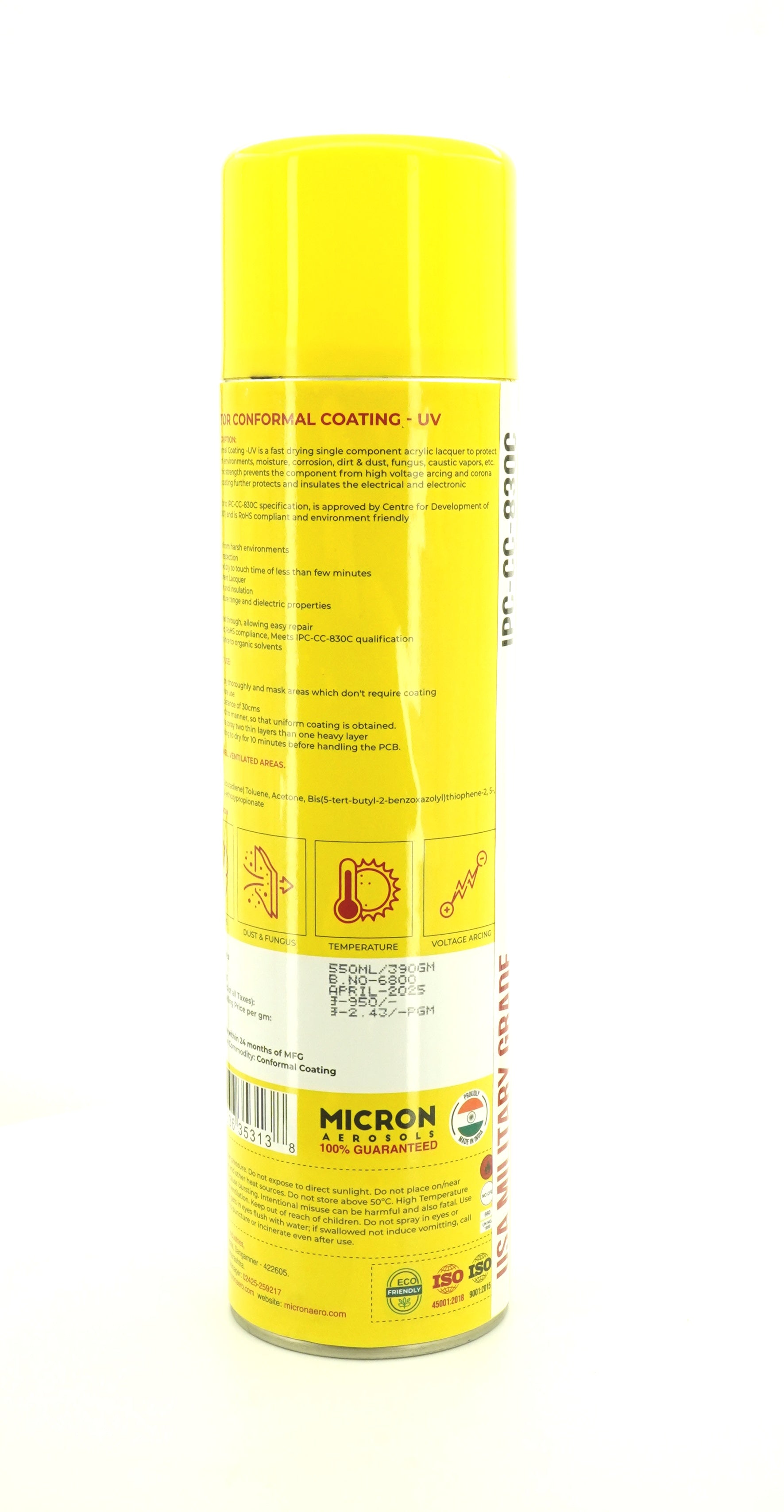 Protektor Conformal Coating Spray - UV for PCBs, Electronics | With UV Tracer - Glows under UV Light