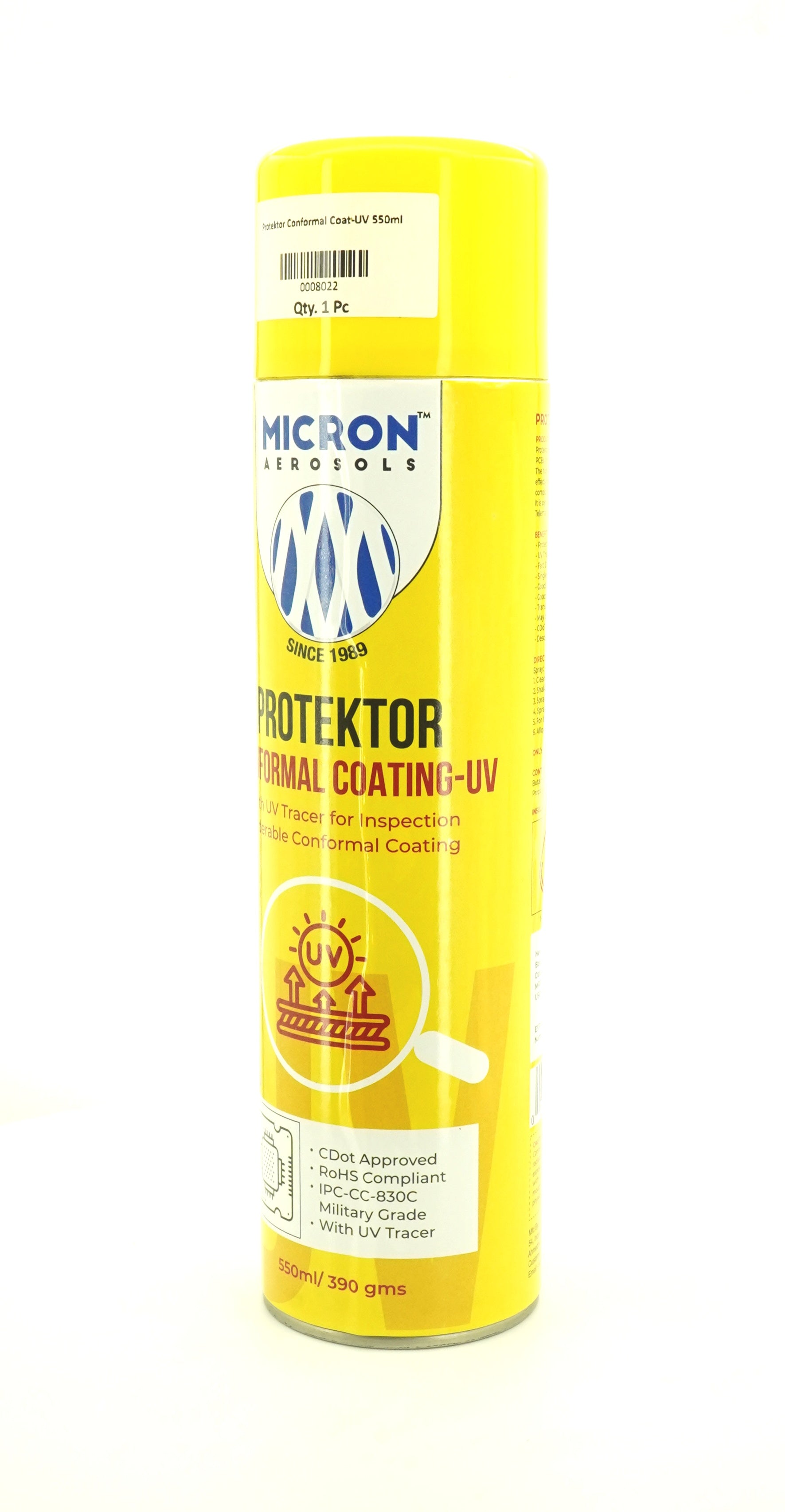 Protektor Conformal Coating Spray - UV for PCBs, Electronics | With UV Tracer - Glows under UV Light
