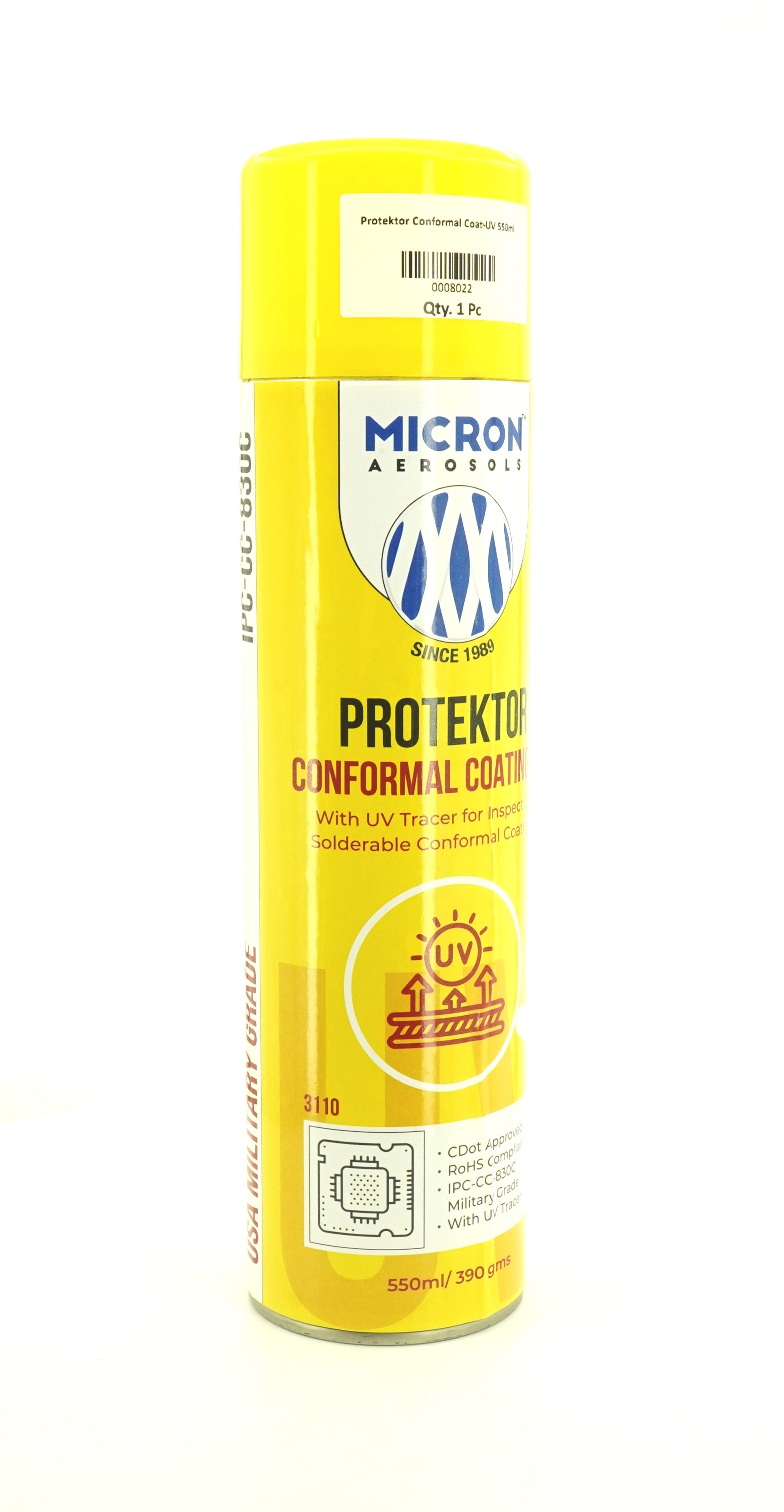 Protektor Conformal Coating Spray - UV for PCBs, Electronics | With UV Tracer - Glows under UV Light