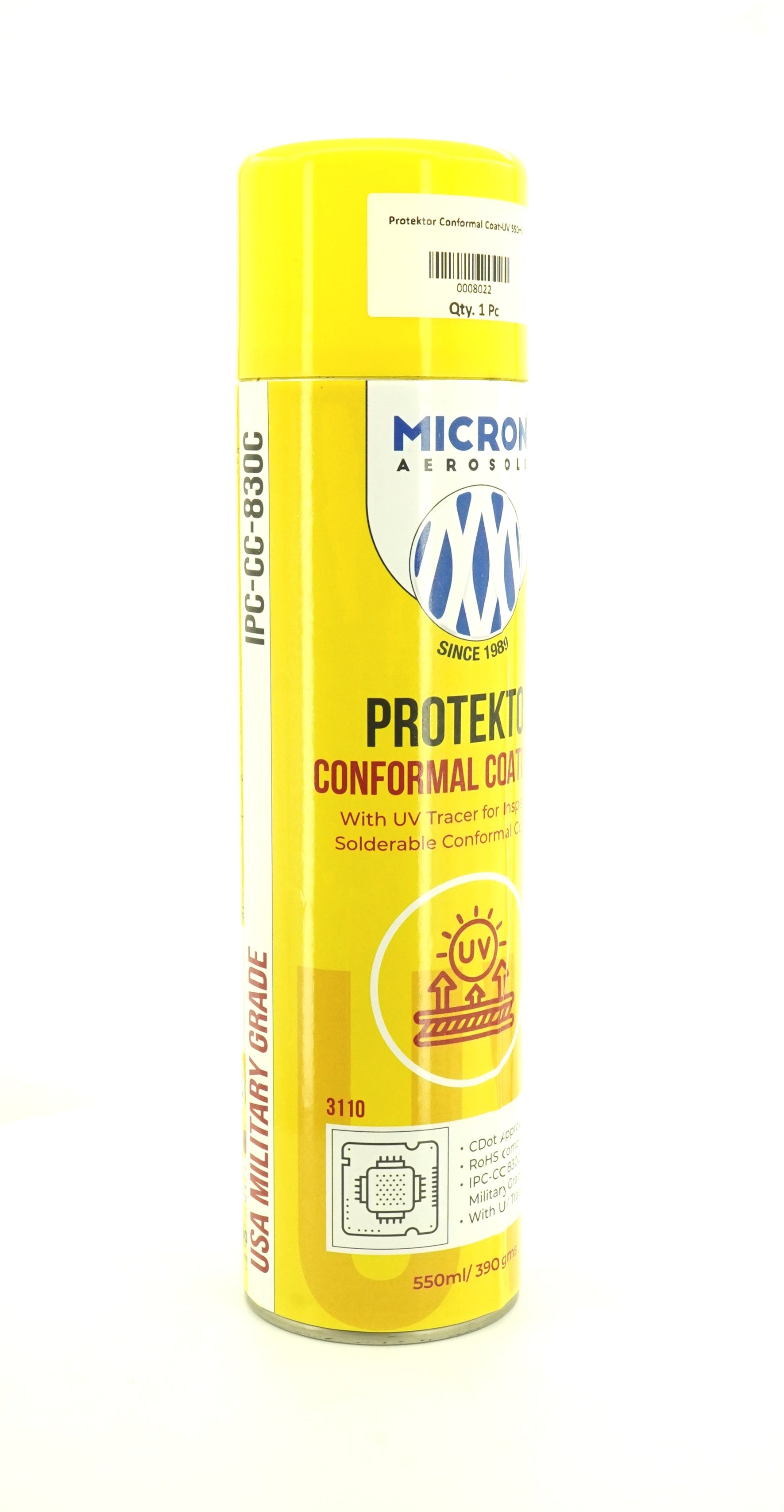 Protektor Conformal Coating Spray - UV for PCBs, Electronics | With UV Tracer - Glows under UV Light