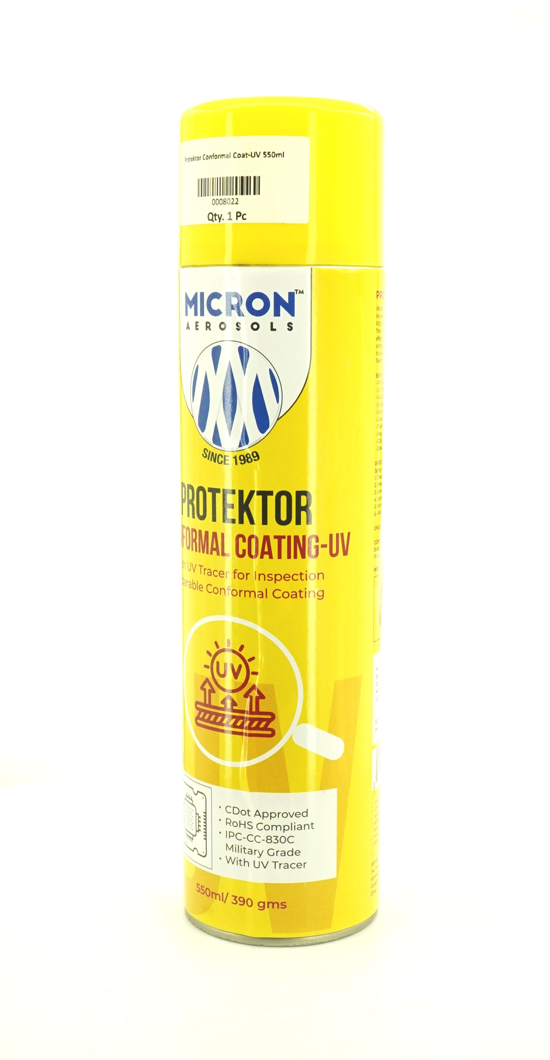 Protektor Conformal Coating Spray - UV for PCBs, Electronics | With UV Tracer - Glows under UV Light