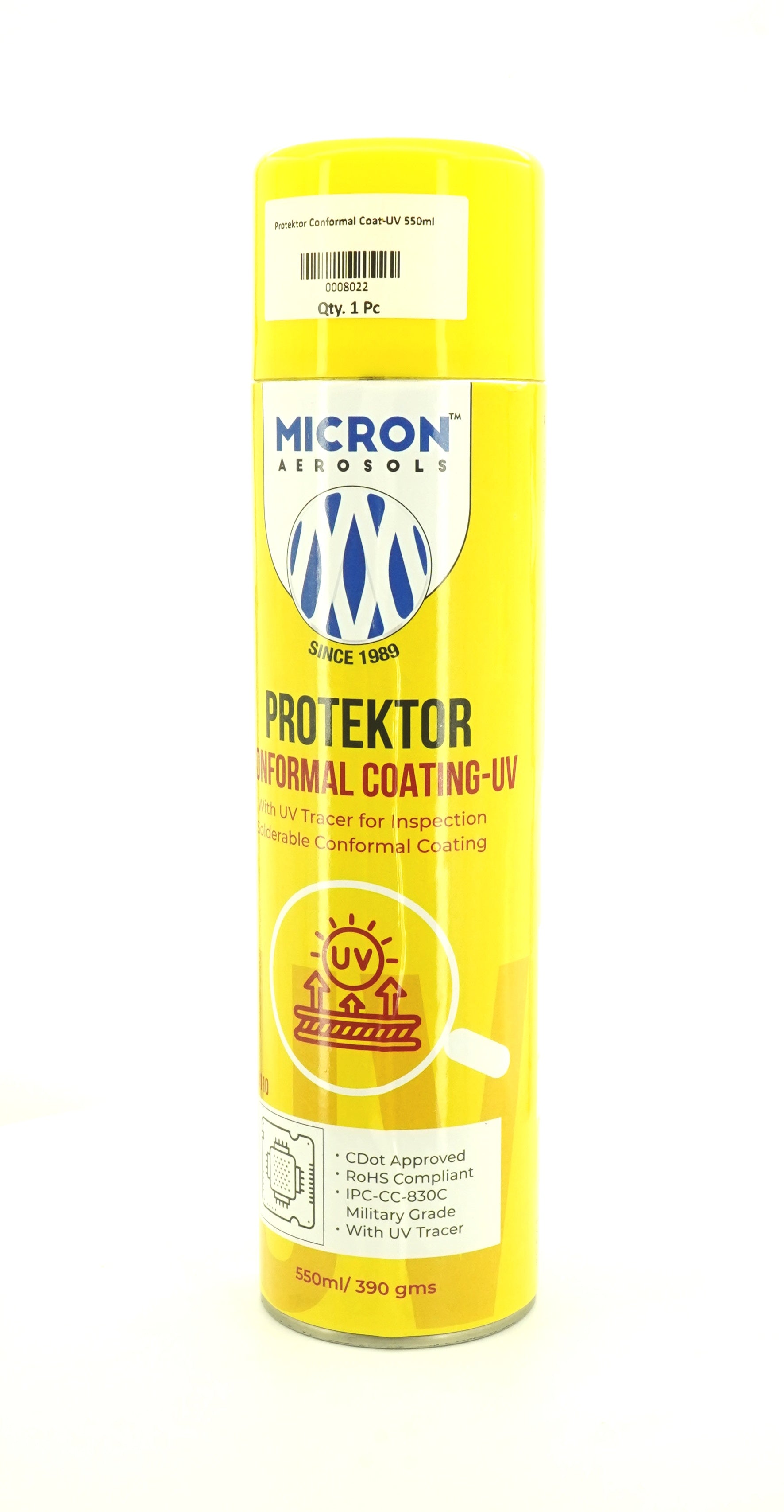 Protektor Conformal Coating Spray - UV for PCBs, Electronics | With UV Tracer - Glows under UV Light