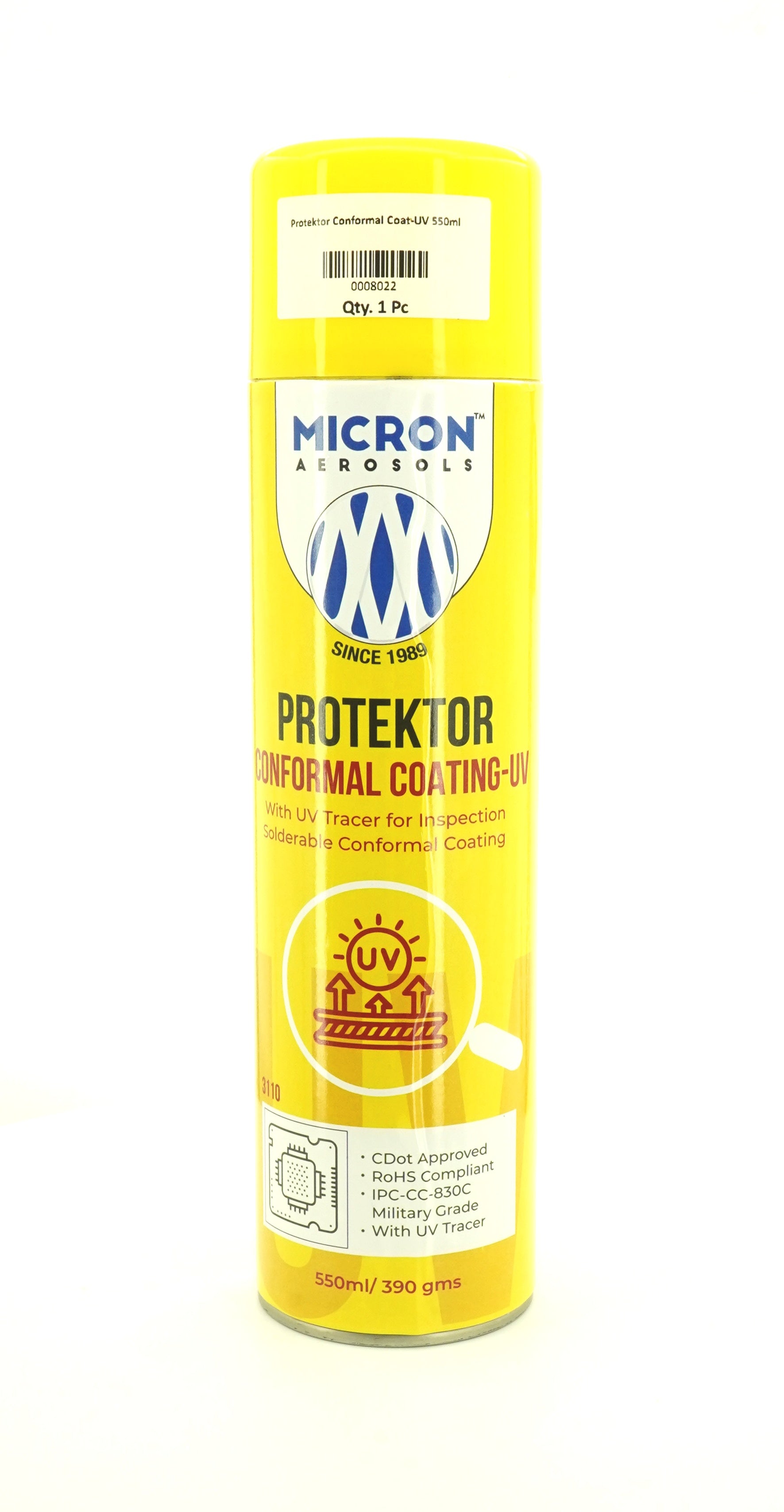 Protektor Conformal Coating Spray - UV for PCBs, Electronics | With UV Tracer - Glows under UV Light