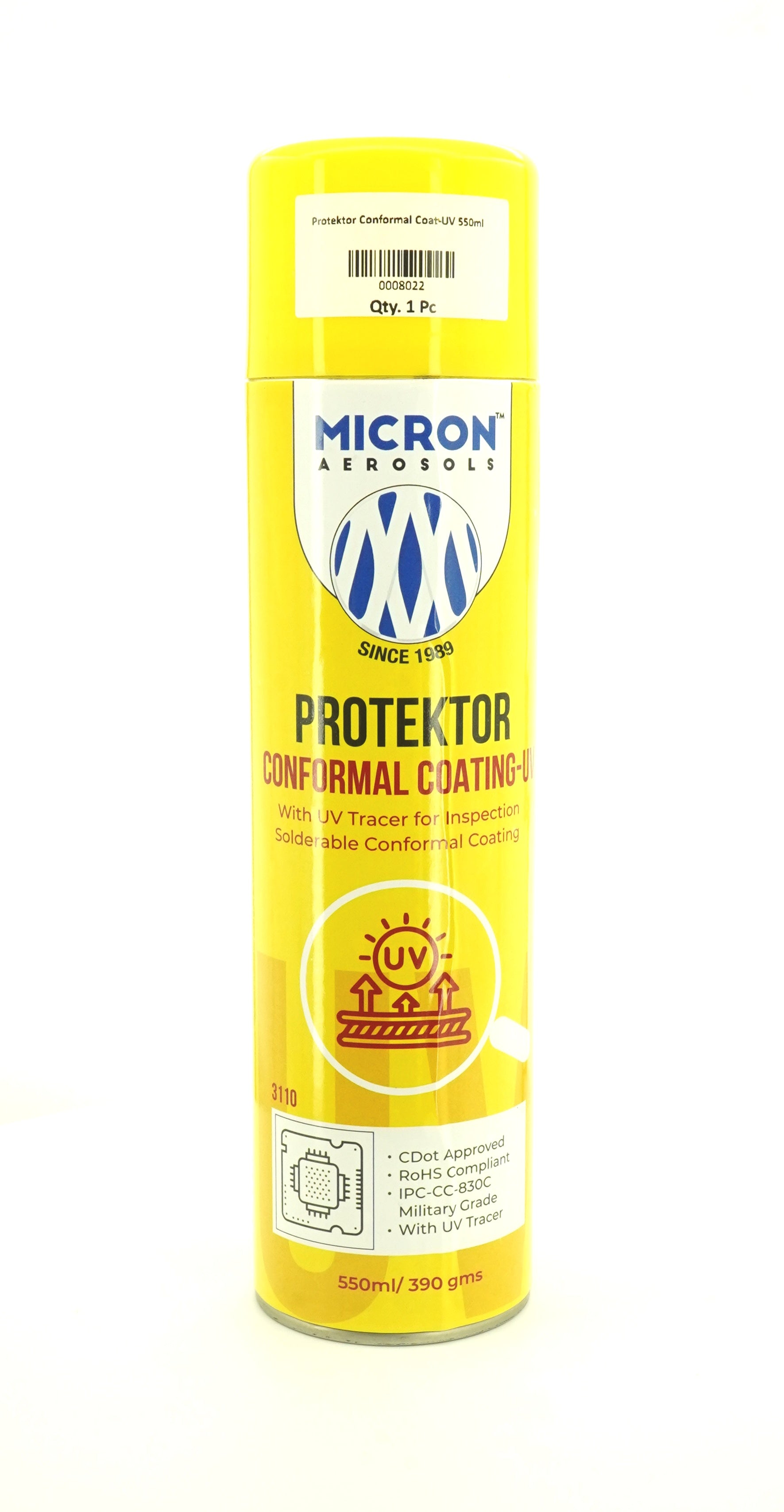Protektor Conformal Coating Spray - UV for PCBs, Electronics | With UV Tracer - Glows under UV Light