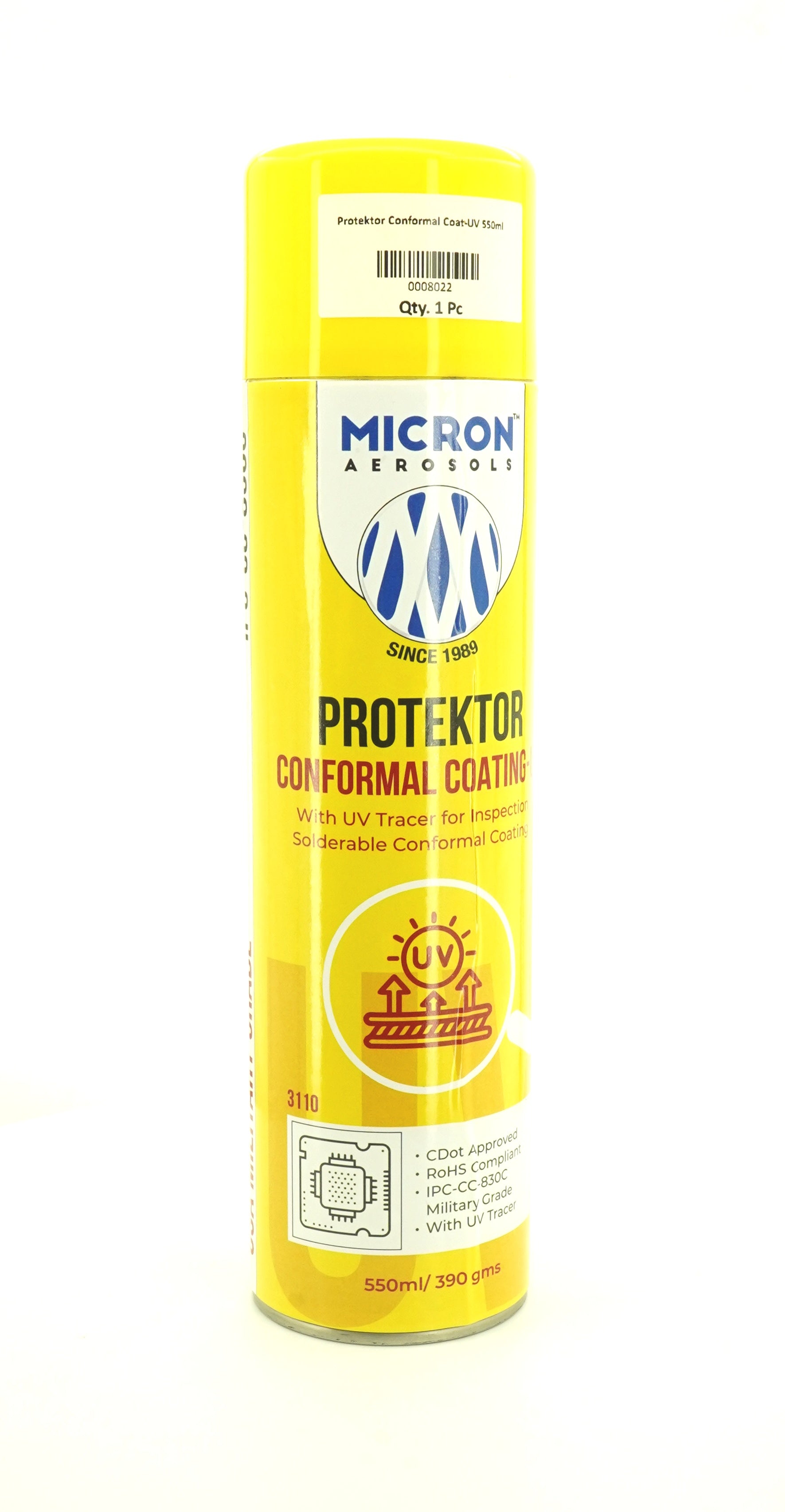 Protektor Conformal Coating Spray - UV for PCBs, Electronics | With UV Tracer - Glows under UV Light