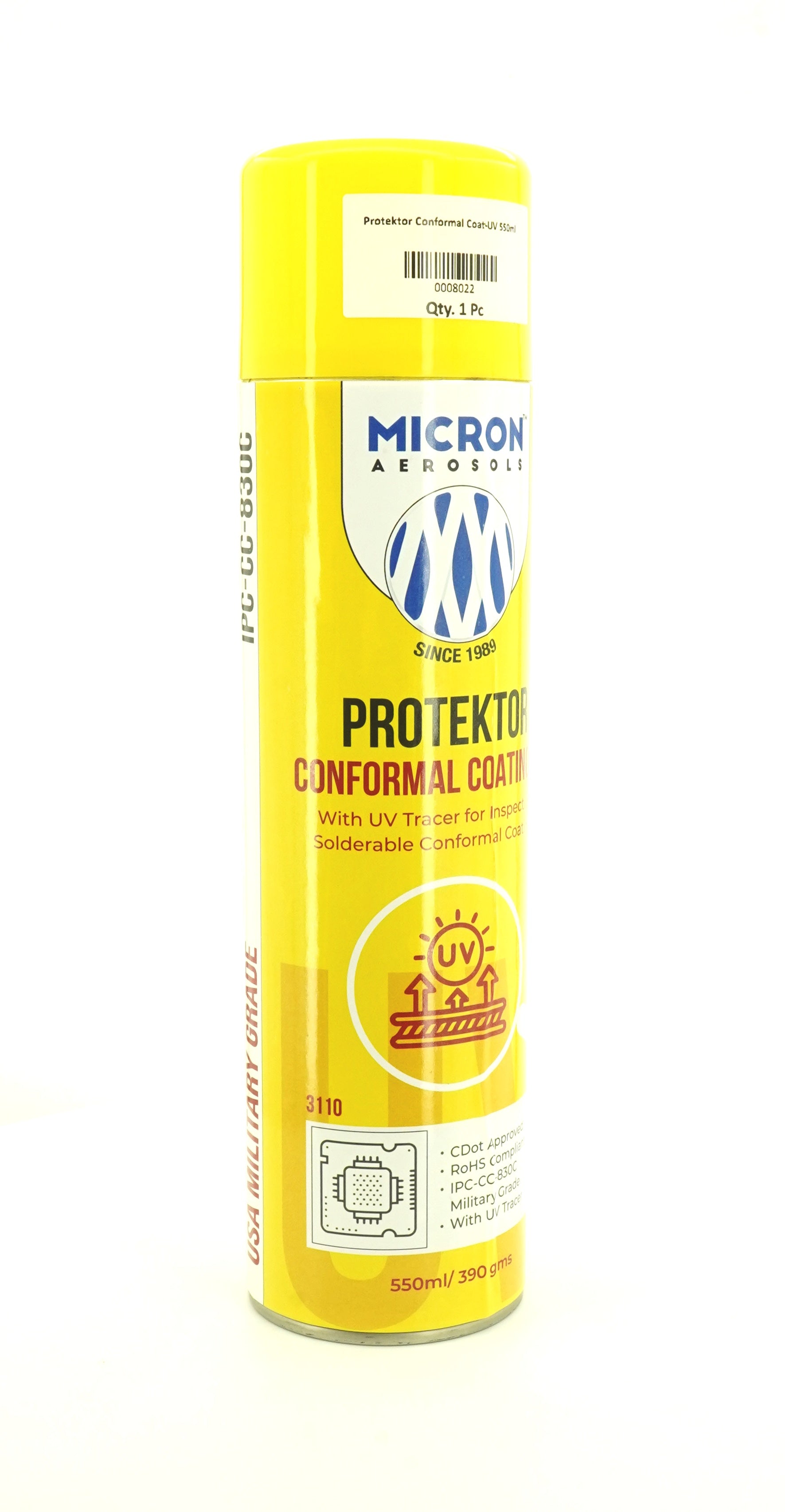 Protektor Conformal Coating Spray - UV for PCBs, Electronics | With UV Tracer - Glows under UV Light