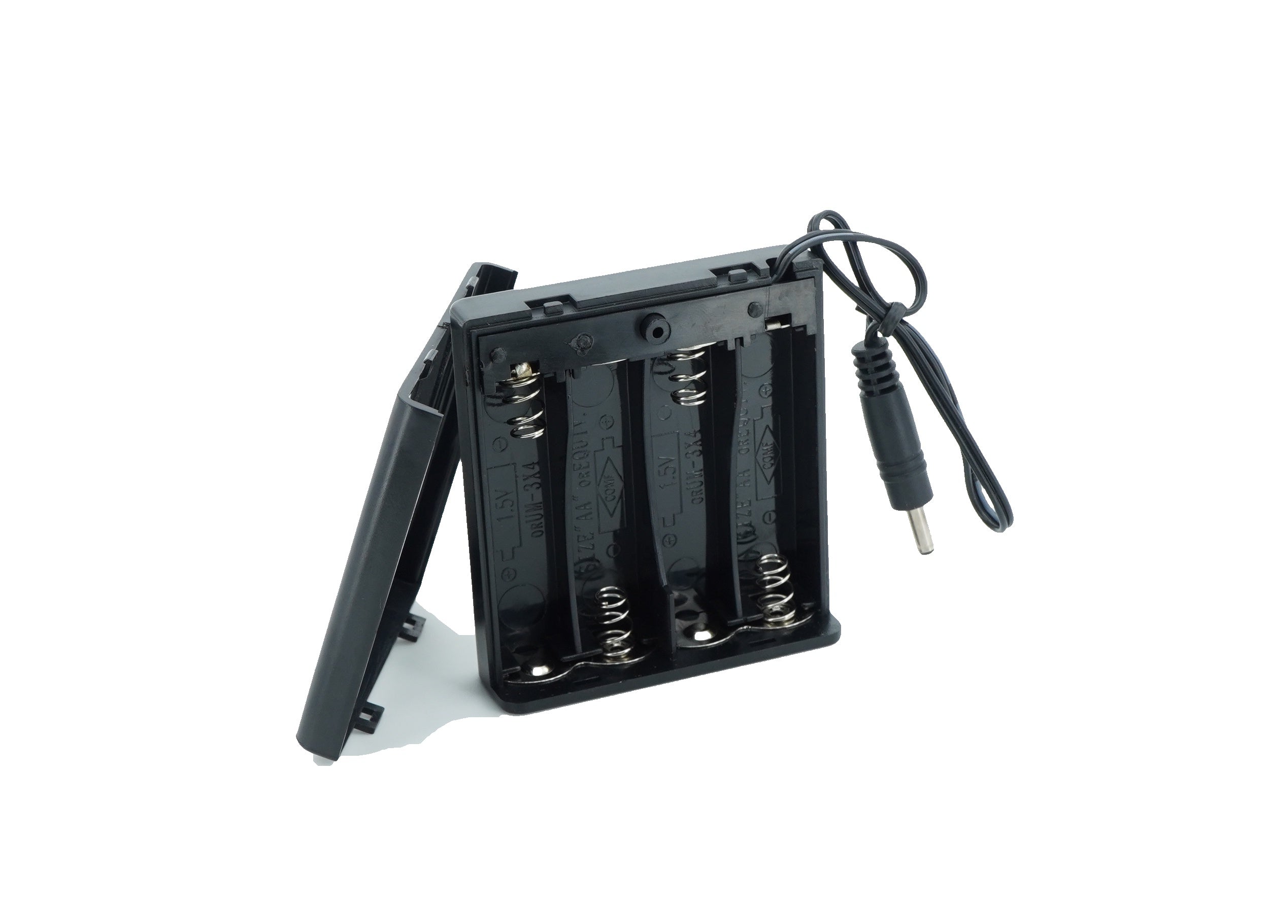 4 x 1.5V AA Battery Case Connector with Cover + DC Pin