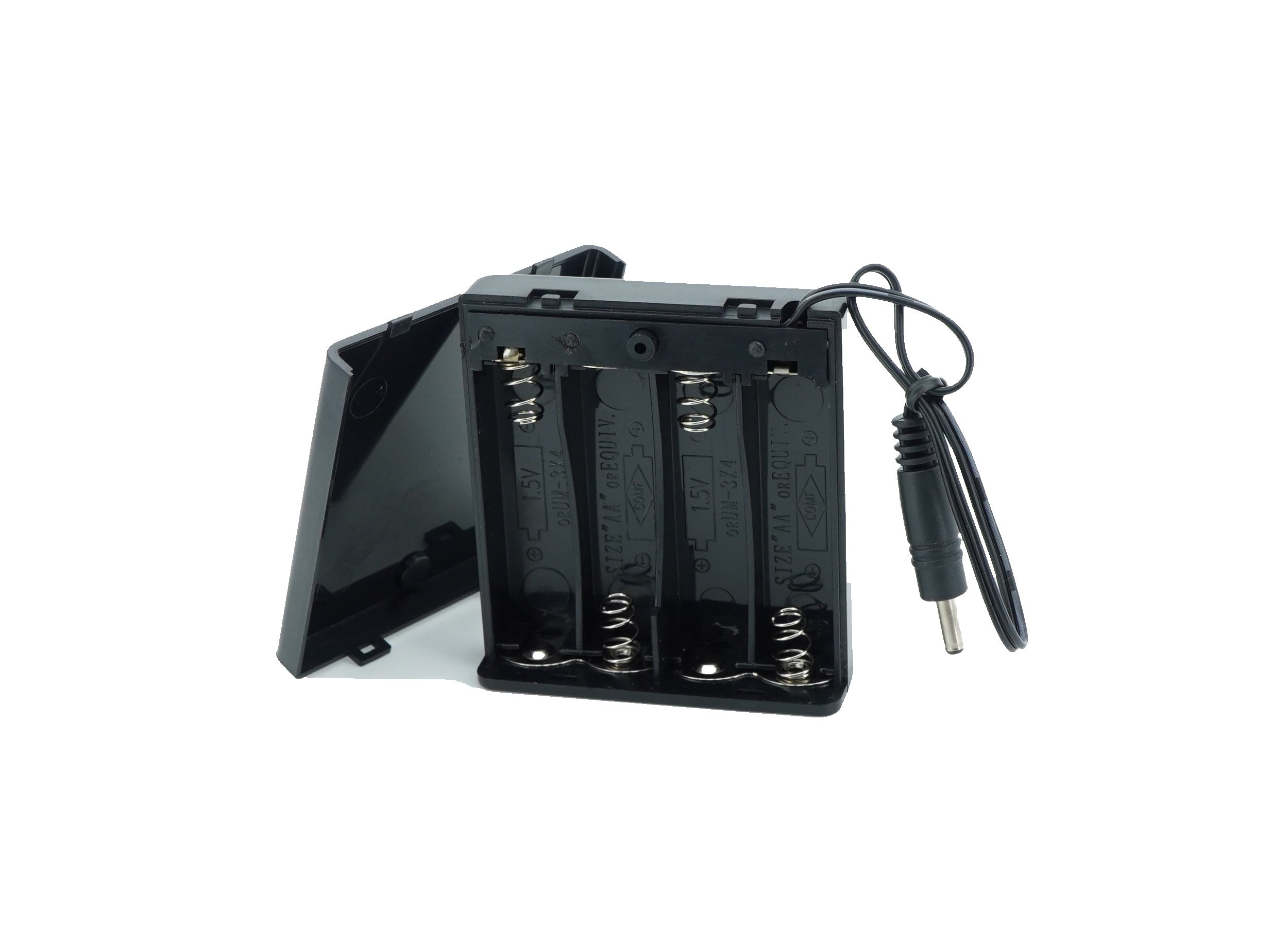 4 x 1.5V AA Battery Case Connector with Cover + DC Pin
