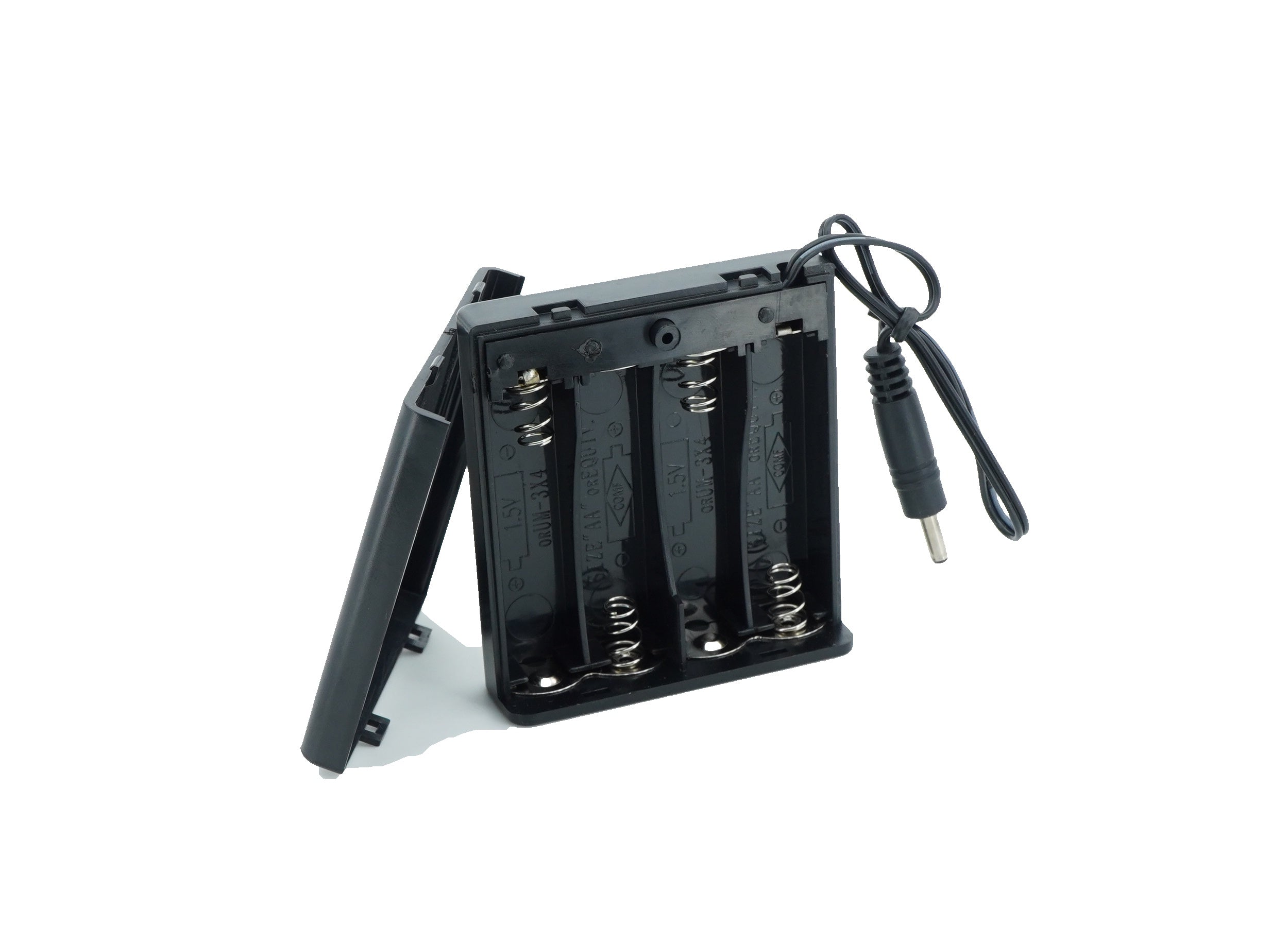 4 x 1.5V AA Battery Case Connector with Cover + DC Pin