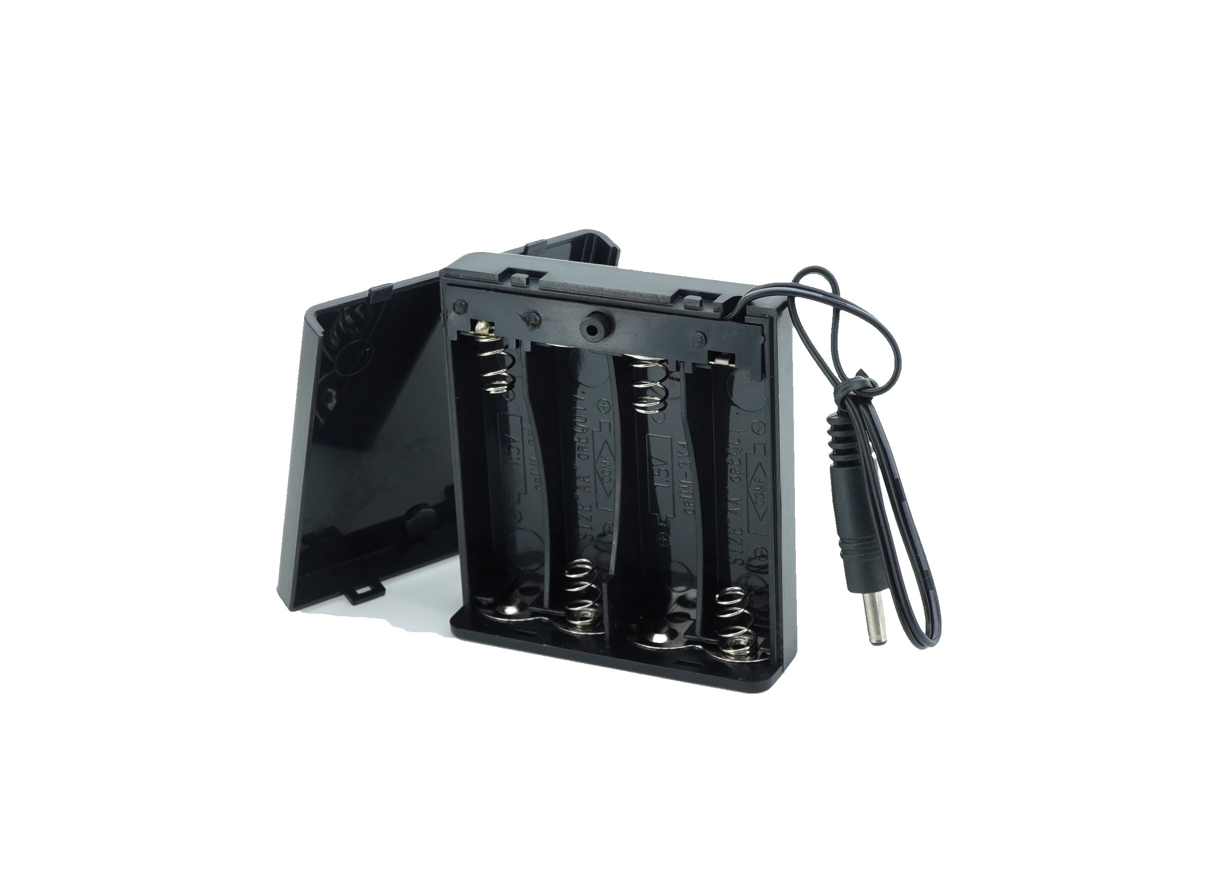 4 x 1.5V AA Battery Case Connector with Cover + DC Pin