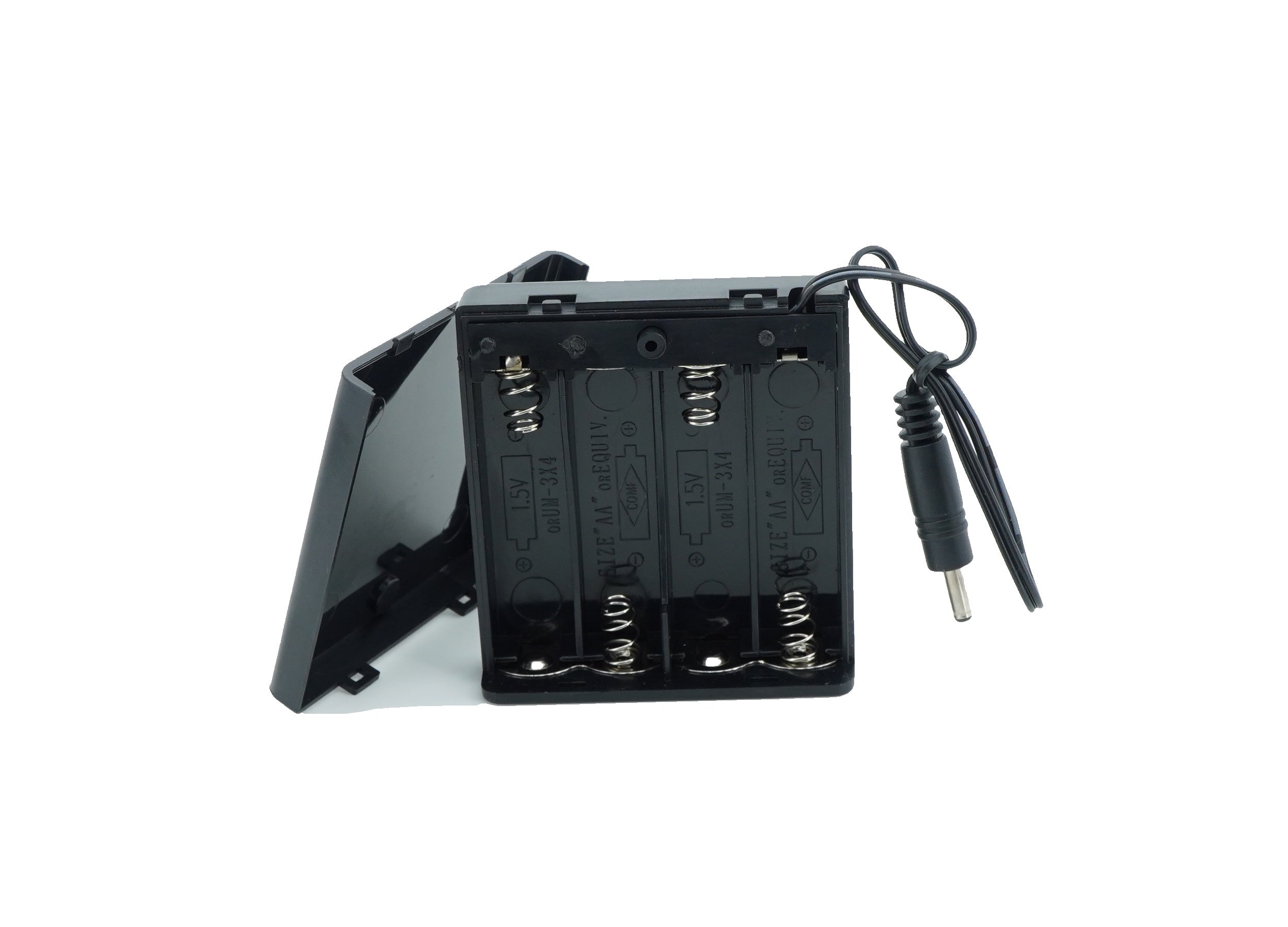 4 x 1.5V AA Battery Case Connector with Cover + DC Pin
