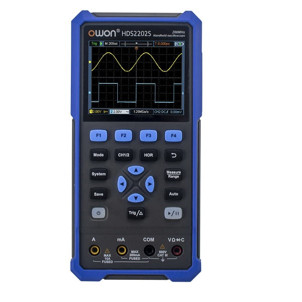 OWON HDS2202S Handheld Digital Oscilloscope : Bandwidth: 200 MHz; 2-Channel; Sample rate: 1GS/s