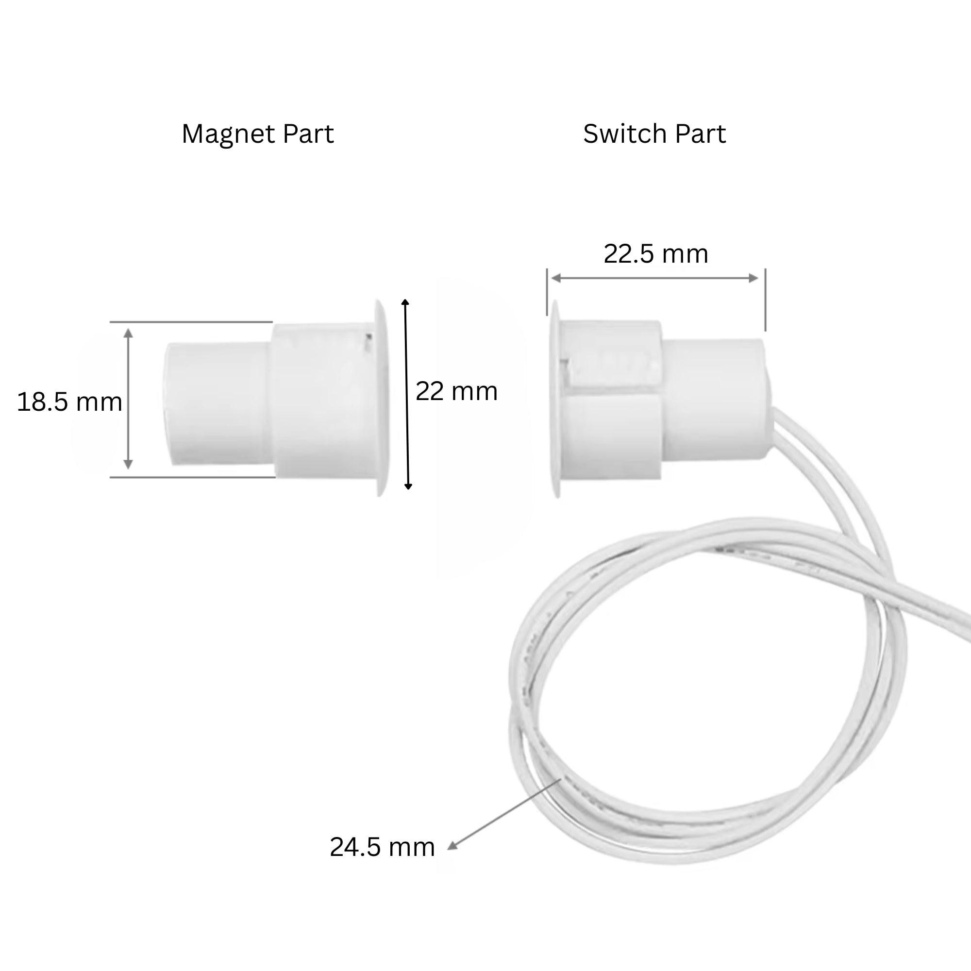 Magnetic Reed Switch Door Sensor with Wire MS-6 White (Normal Open)