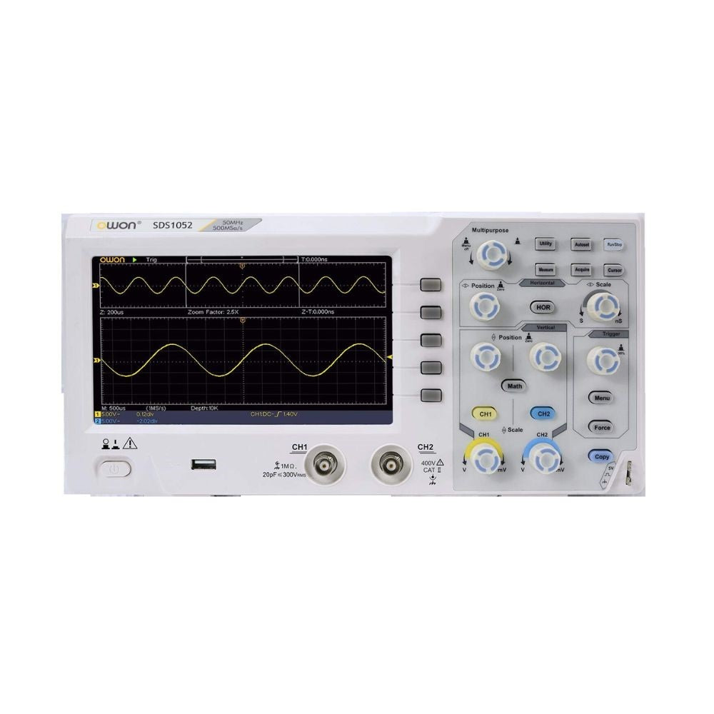 OWON SDS1052 Digital Storage Oscilloscope Bandwidth: 50MHz, 2 Channel, Sample rate: 500 MS/s