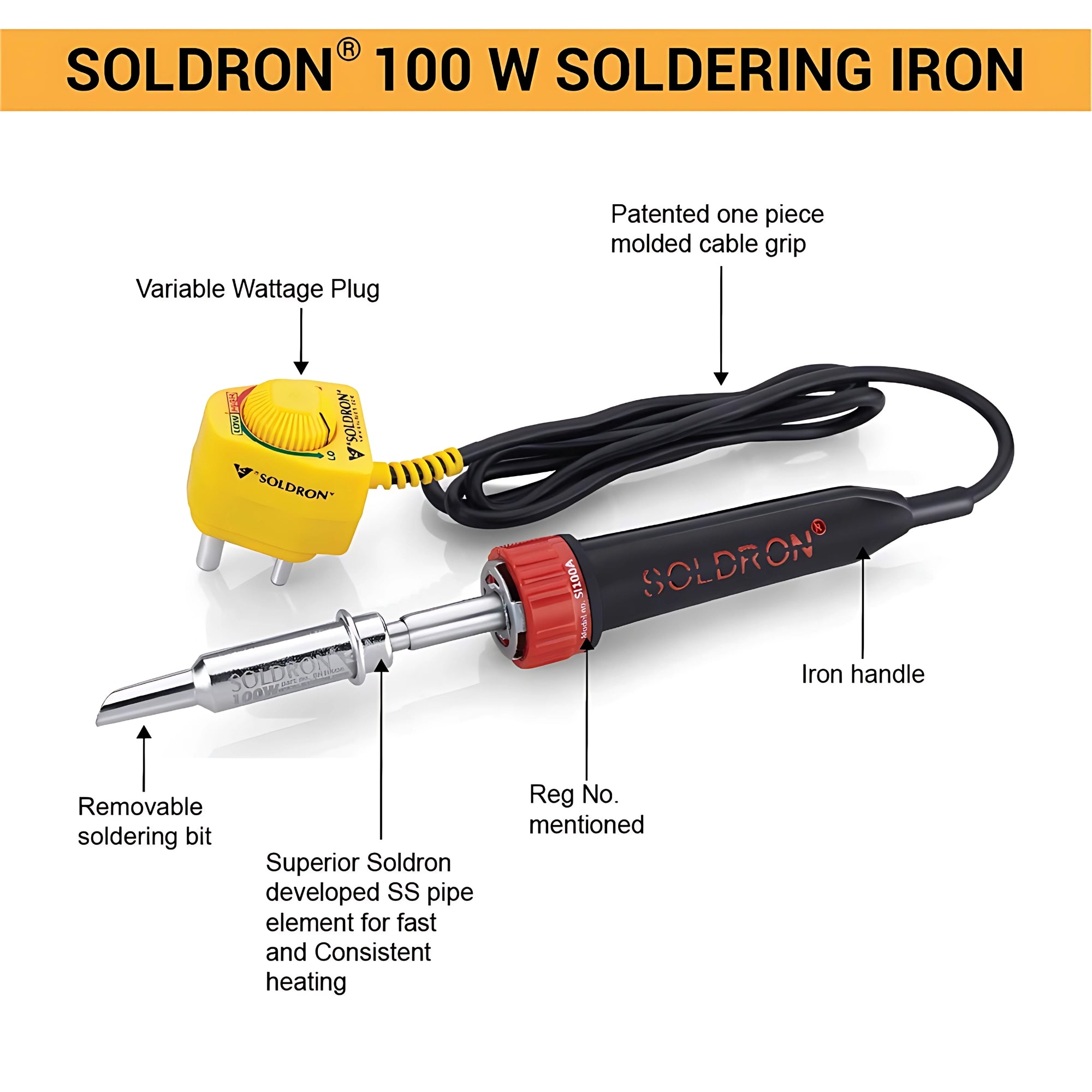 SOLDRON SI50-100A 100W Plug Variable Wattage Soldering Iron