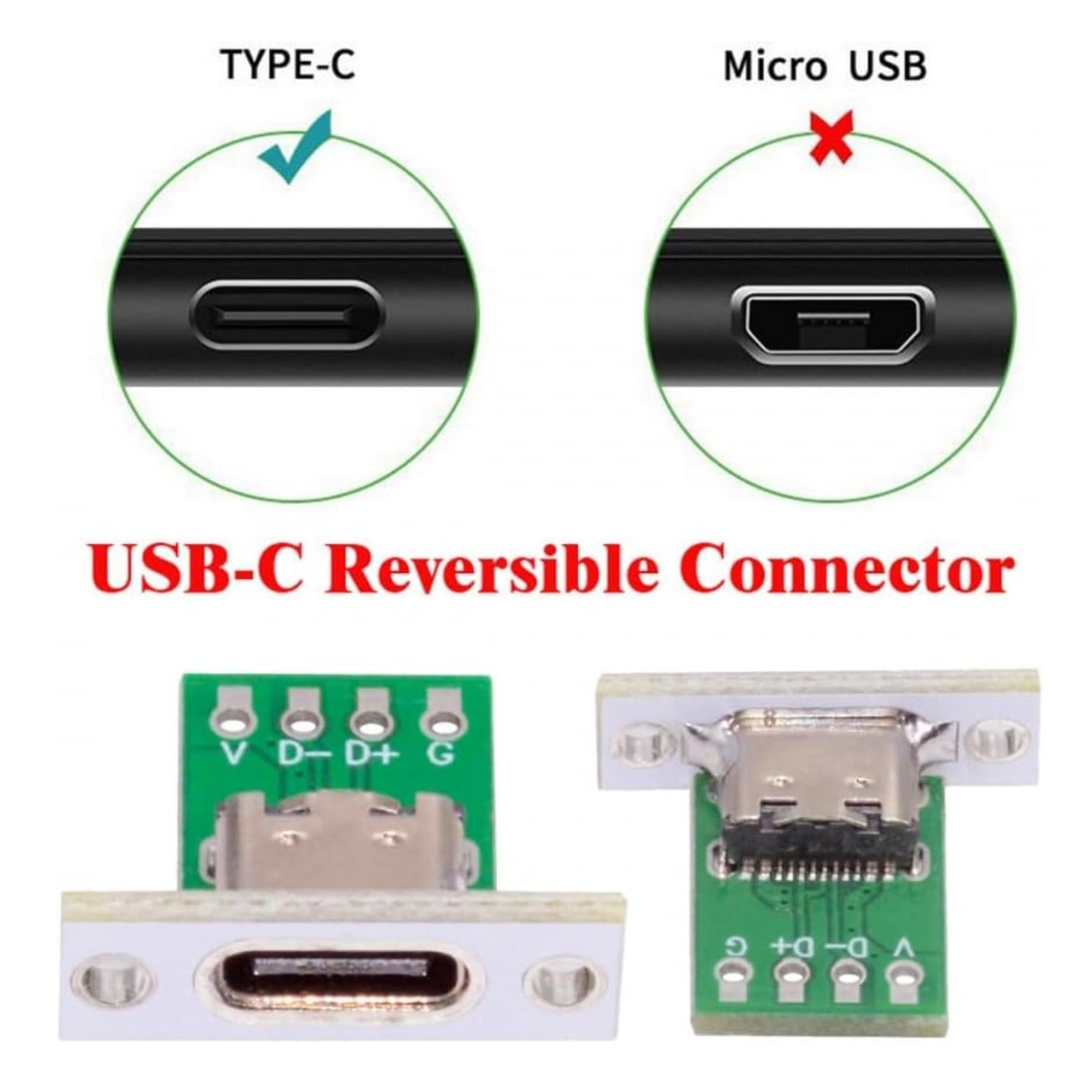 OEM Type C Female Socket Connector Panel Mount Type with PC Board 24pin USB 2.0 Pinout