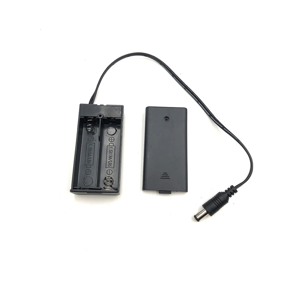 2 x 1.5V AA Battery Case Connector with Cover + DC Pin