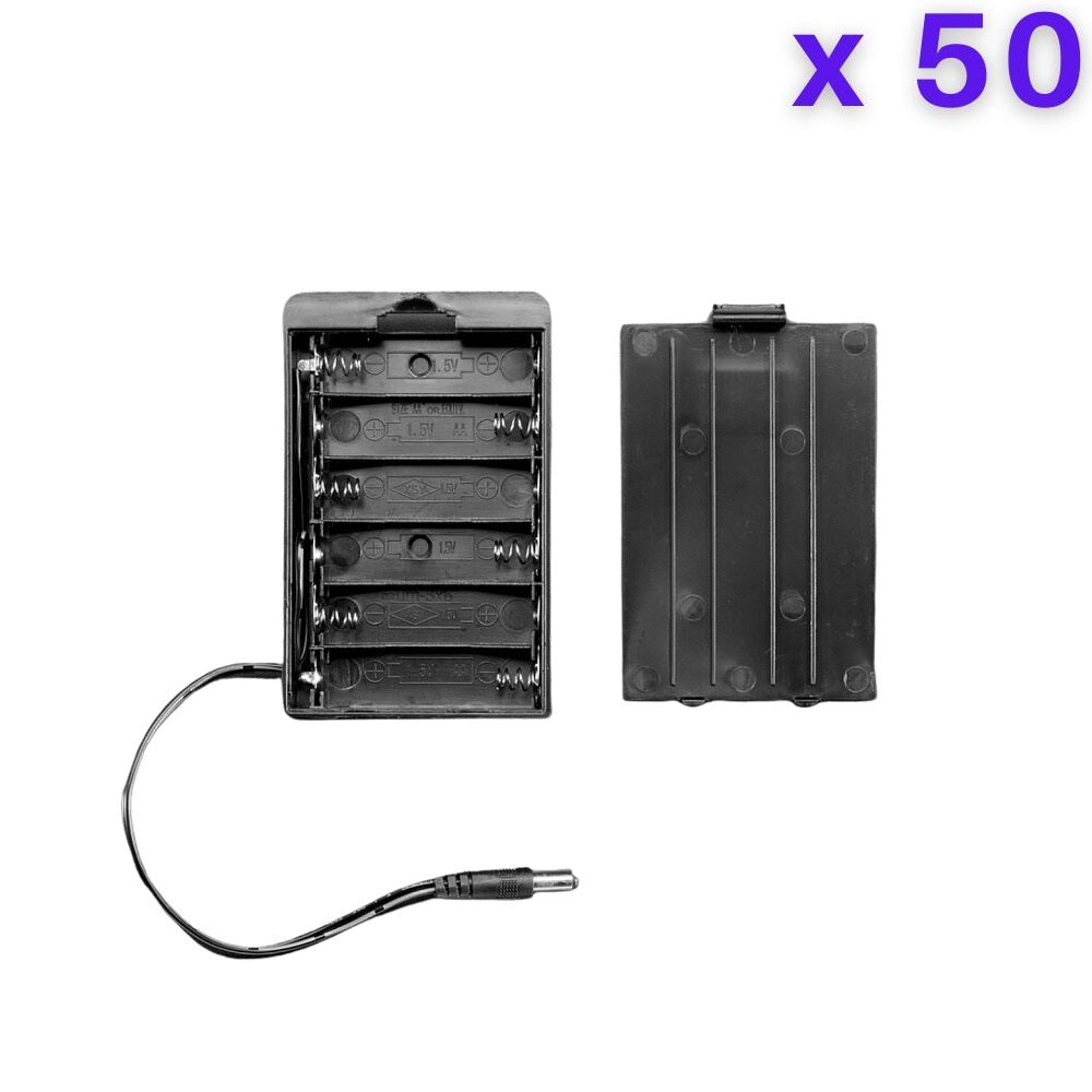 6 x 1.5V AA Battery Case Connector with Cover + DC Pin