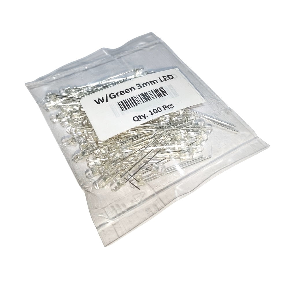 3mm White/Green Led