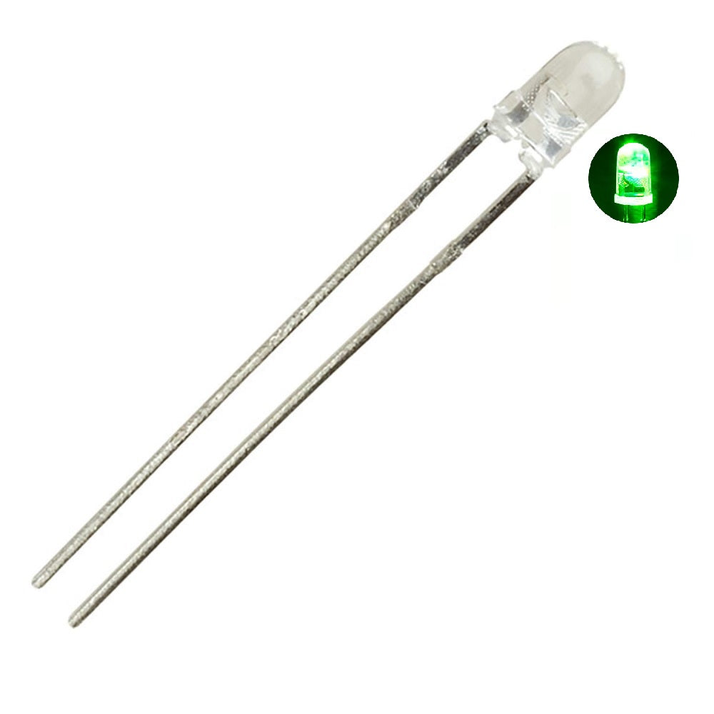 3mm White/Parrot Green Led