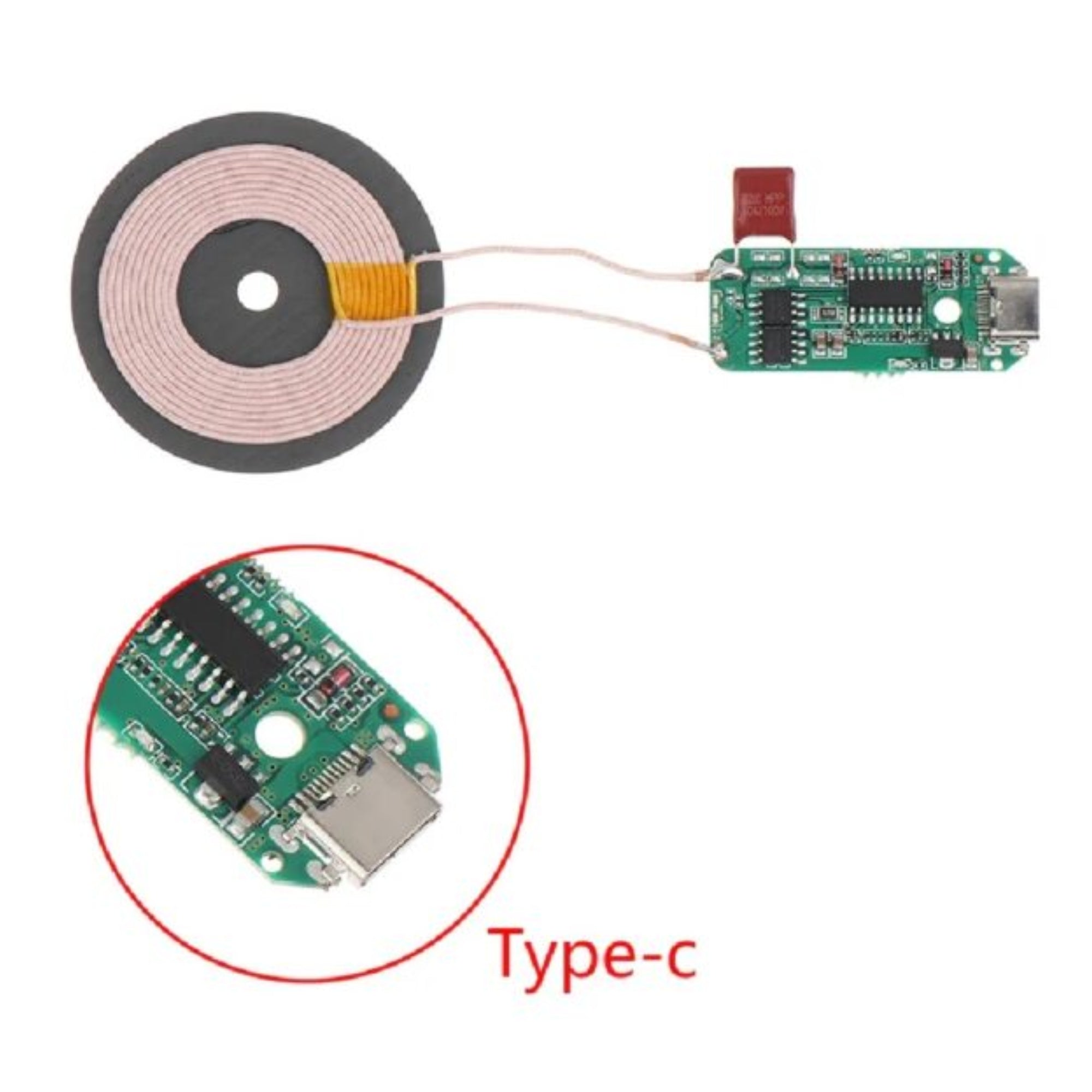 5V DC Qi Fast Wireless Charging Transmitter Module 15W with Coil Type-C