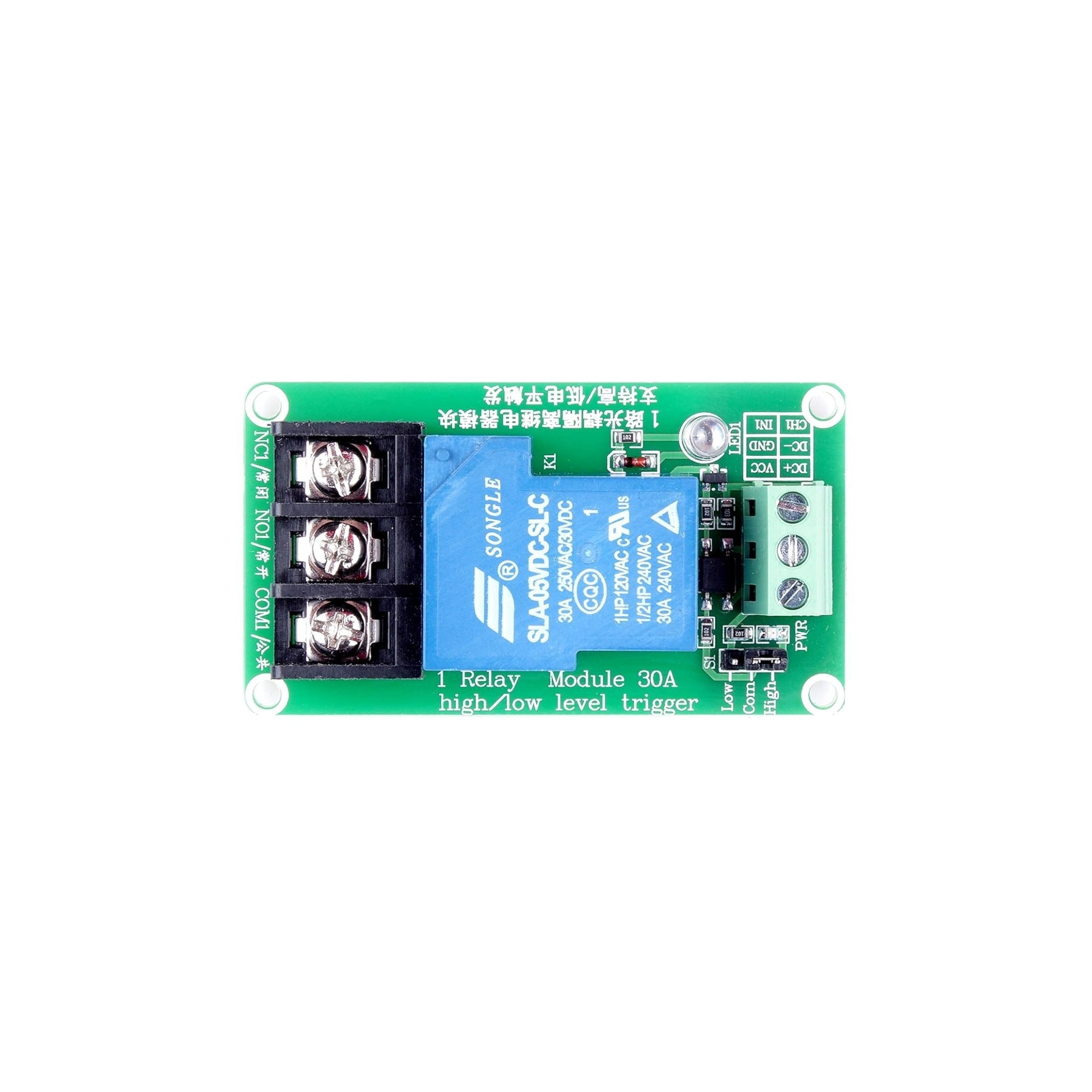 5V 30A 1-Channel Relay Module High Low Level Trigger with Optocoupler Isolation Load