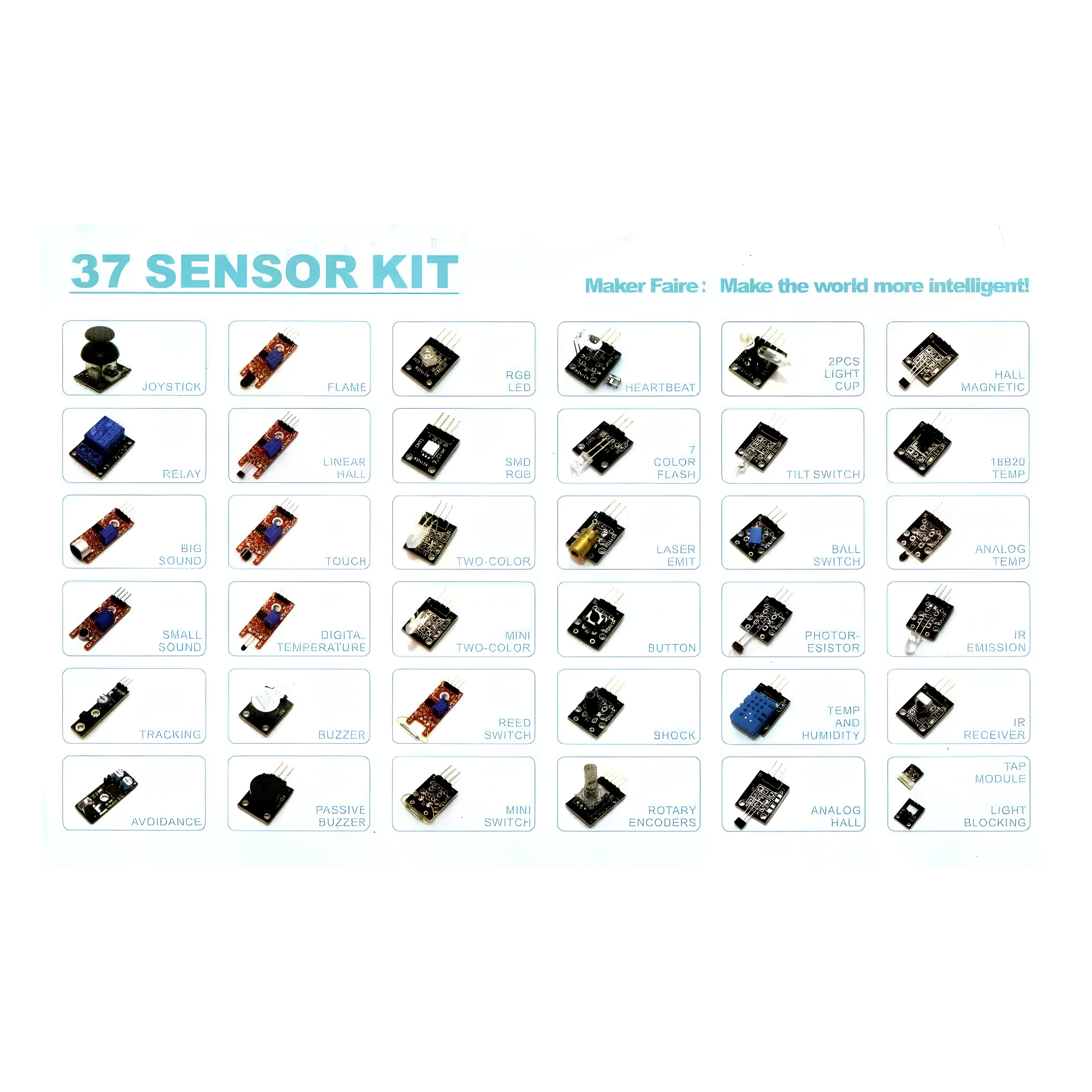 37 In 1 Ultimate Sensor Modules Kit for Arduino, NodeMcu, Raspberry Pi, Robotics Projects (Combo of 37)