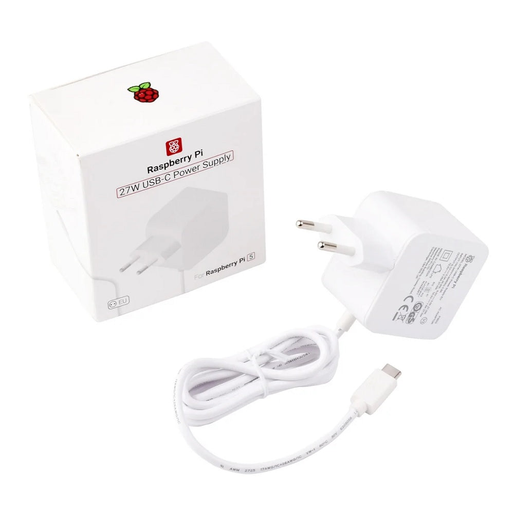 Raspberry Pi 5 27W USB-C Power Supply White Colour