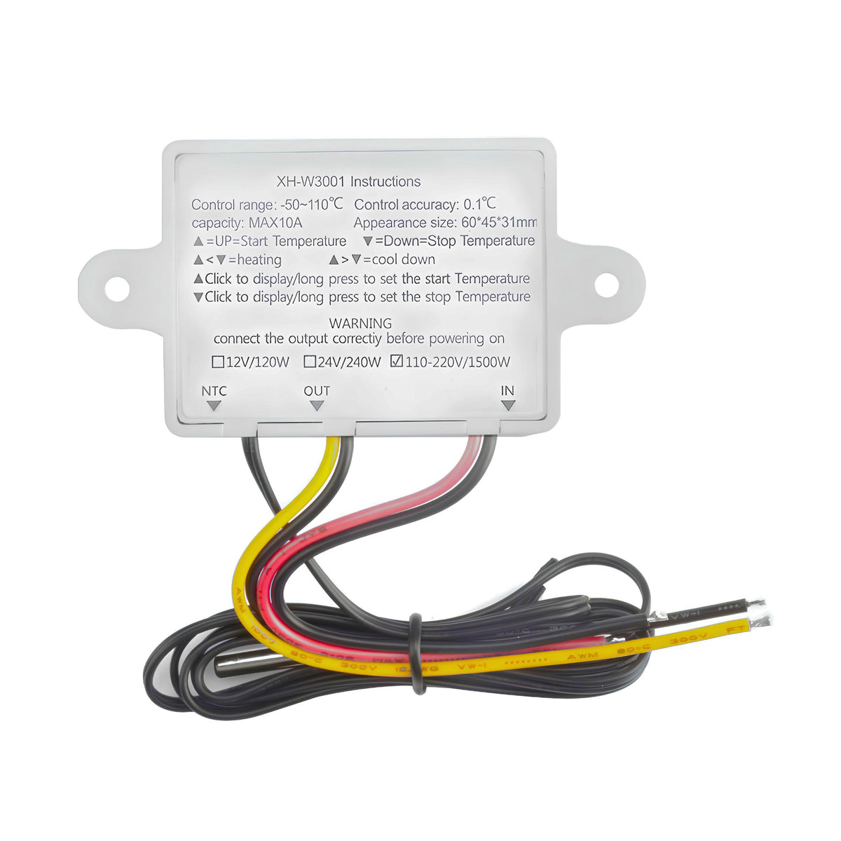 XH W3001 AC 220V 1500W Digital Microcomputer Thermostat Switch Temperature Controller