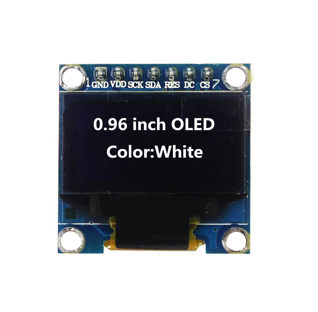 2.44 cm (0.96 inch) 128x64 OLED Display Module - SPI/I2C - 7 Pin White Color