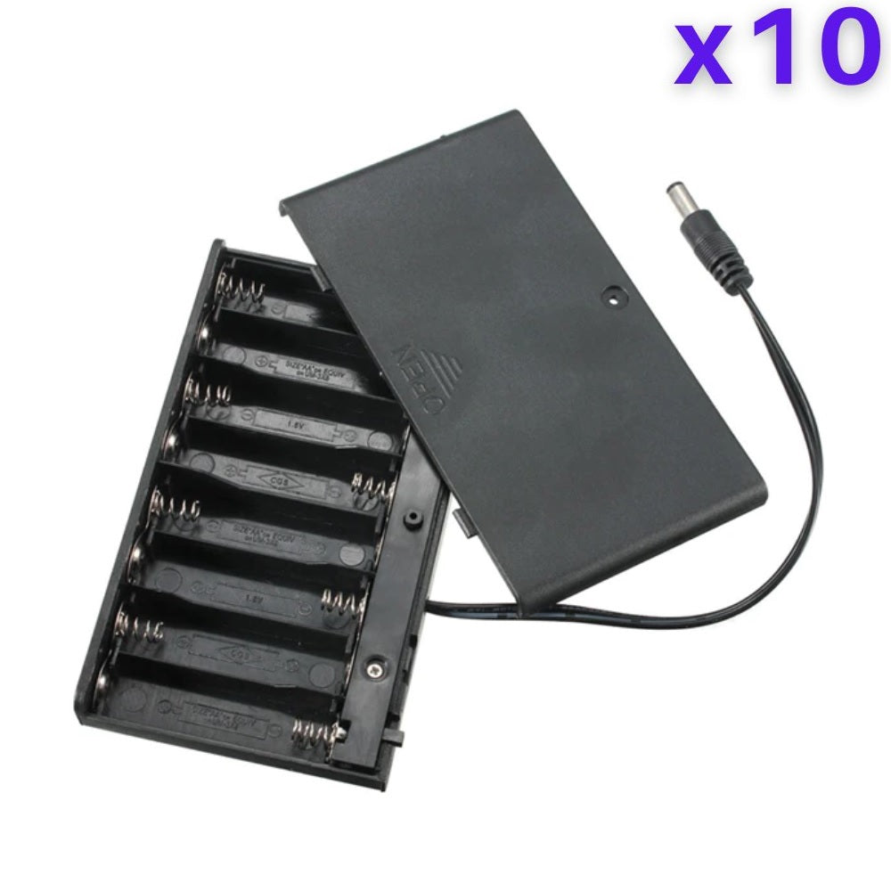 8 x 1.5V AA Battery Case Connector with Cover + DC Pin