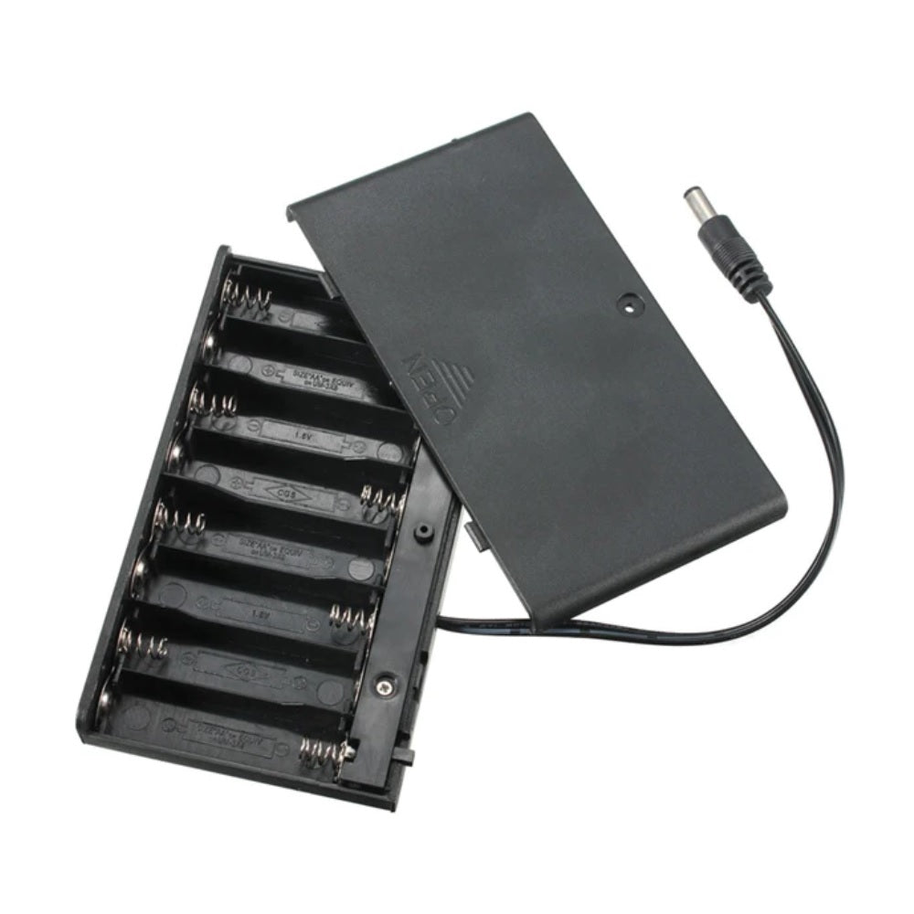 8 x 1.5V AA Battery Case Connector with Cover + DC Pin