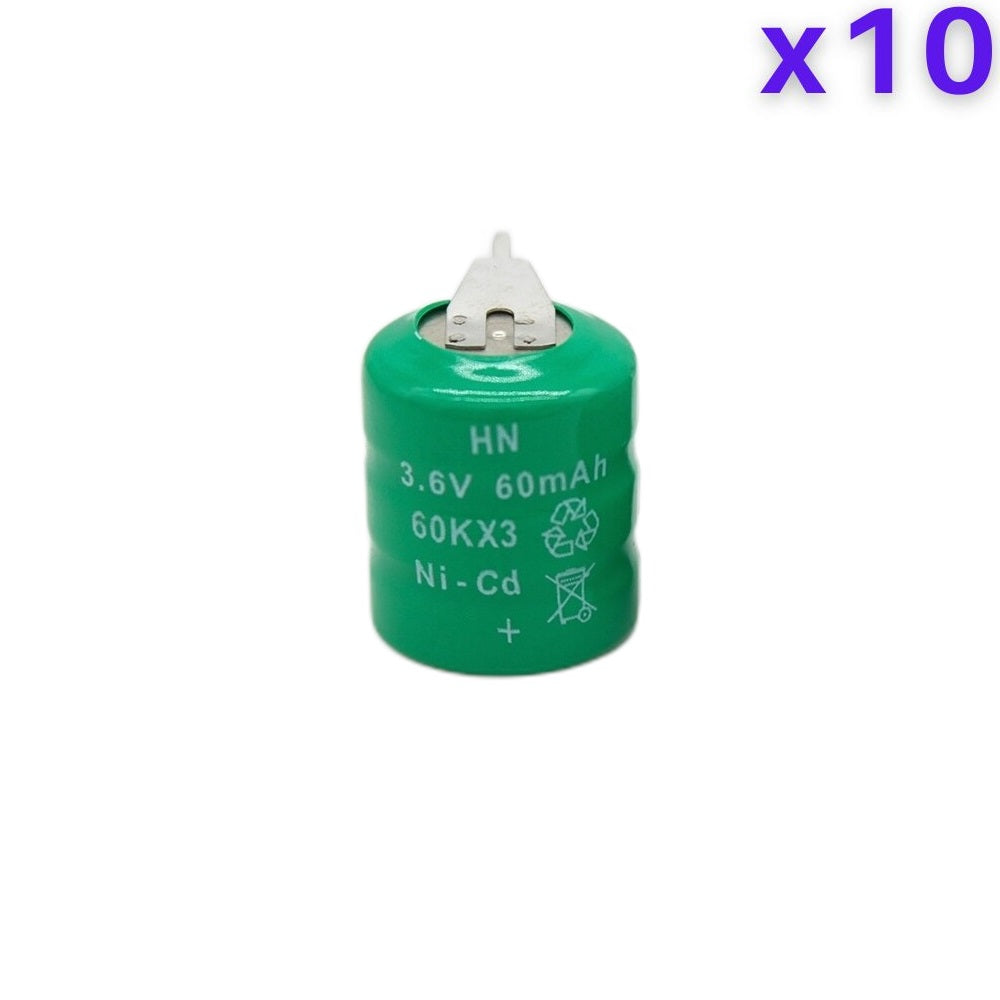 3.6V 60mAh PCB Mount Nickel Cadmium NiCd Battery