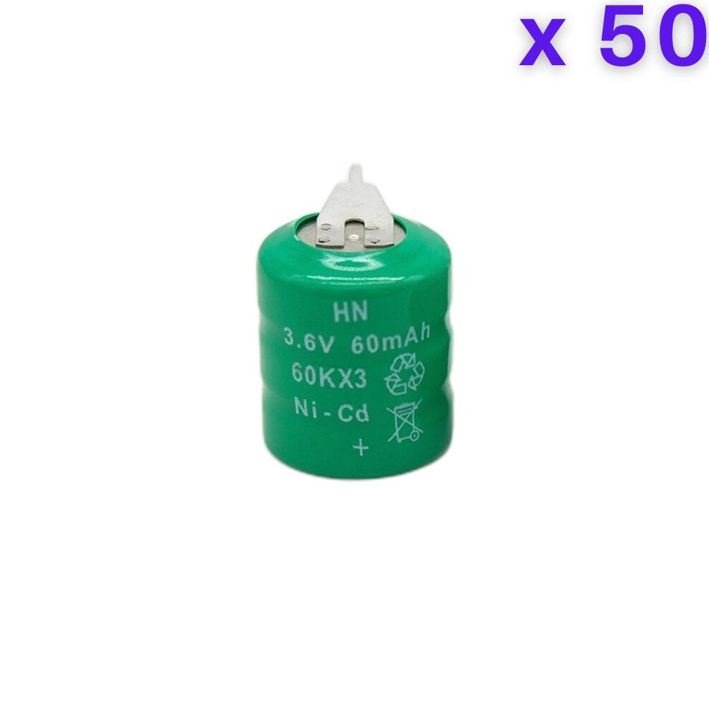 3.6V 60mAh PCB Mount Nickel Cadmium NiCd Battery