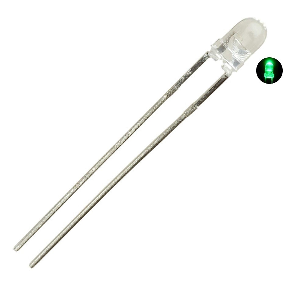 Single Led Green 3mm White/Green Led