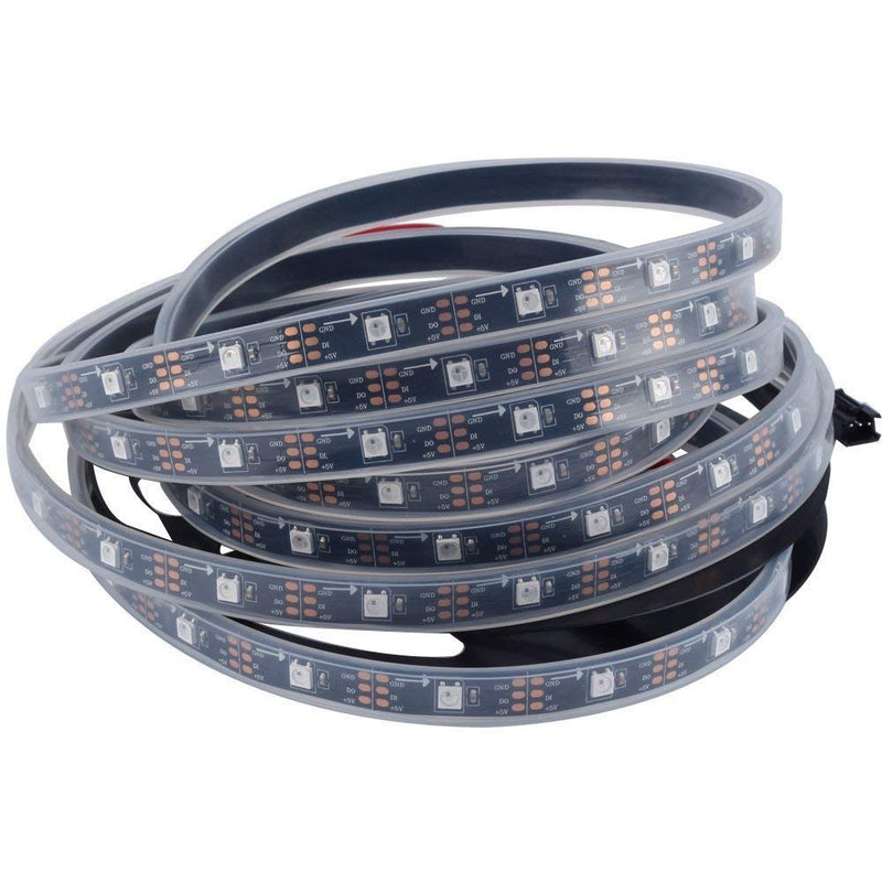 WS2812B Addressable RGB LED Strip - 5V - 60 LEDs / meter - Inbuilt chip - Black PCB - IP20 Non Waterproof - 1 Meter