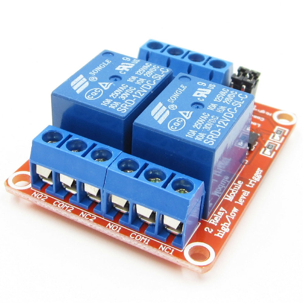 2 Channel 12V Relay Module with Optocoupler Support High and Low Trigger