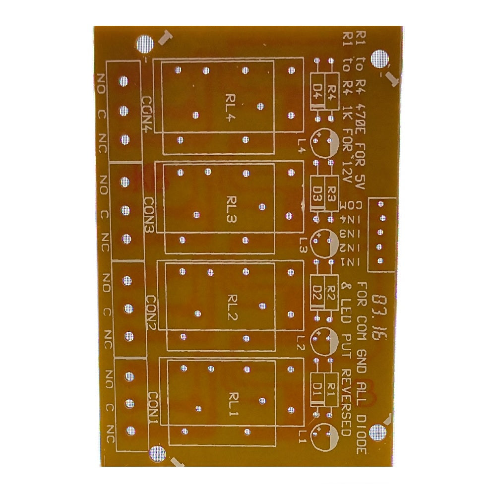 4 Relay Single Sided Phenolic PCB (80x55)mm