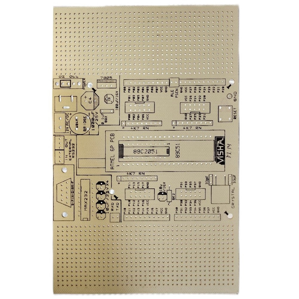 89Cxx CM1 Test Single Sided Glass PCB (161x104)mm