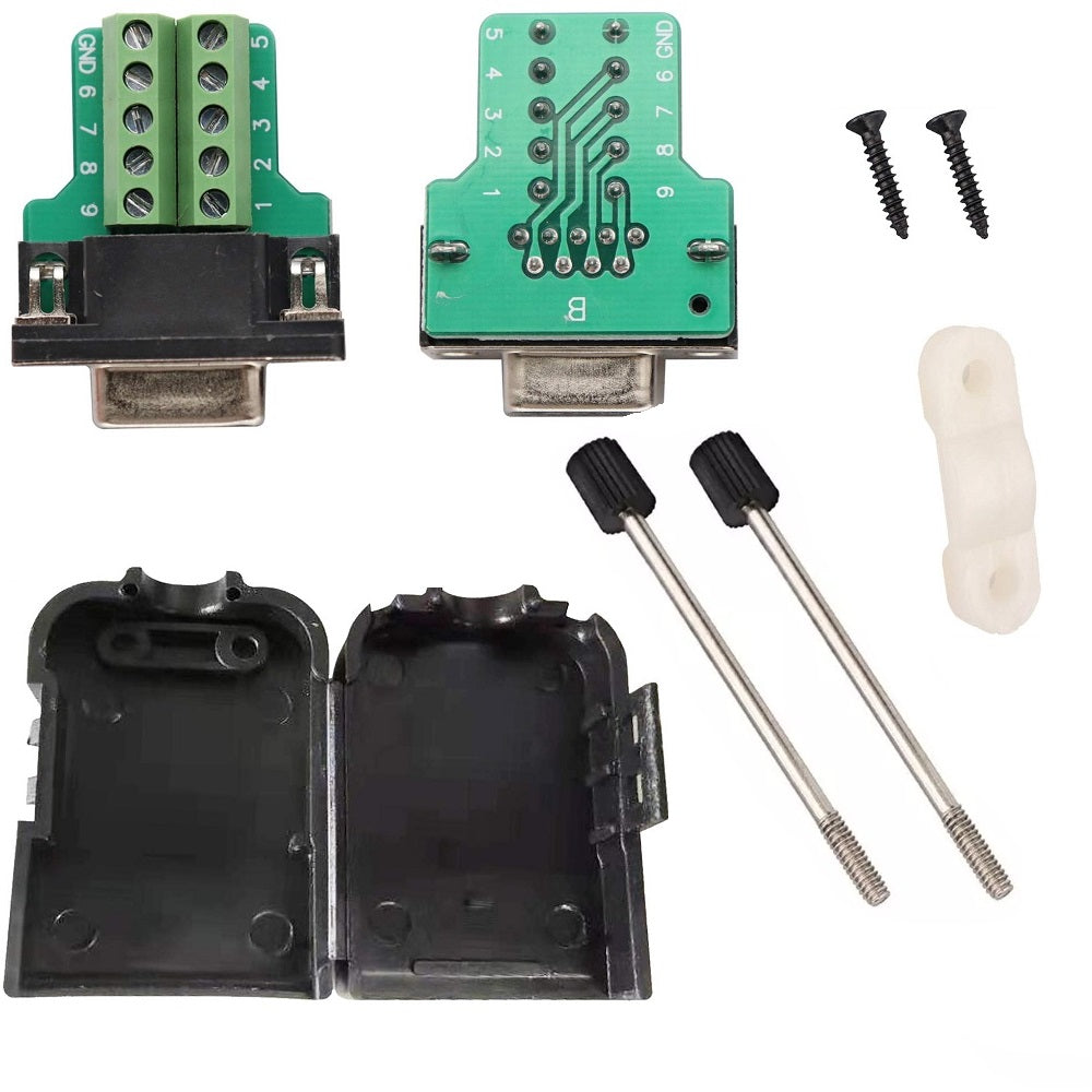 DB9 Female Screw Terminal to RS232 RS485 Conversion Board with Shell and Nut