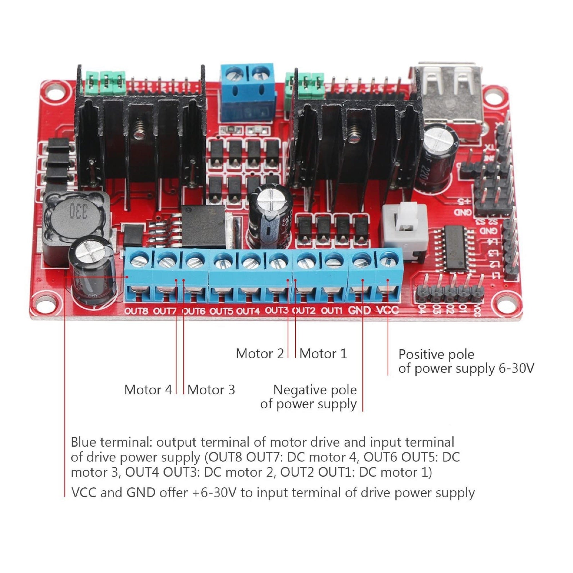 L298N V3 Four DC Motor Driver