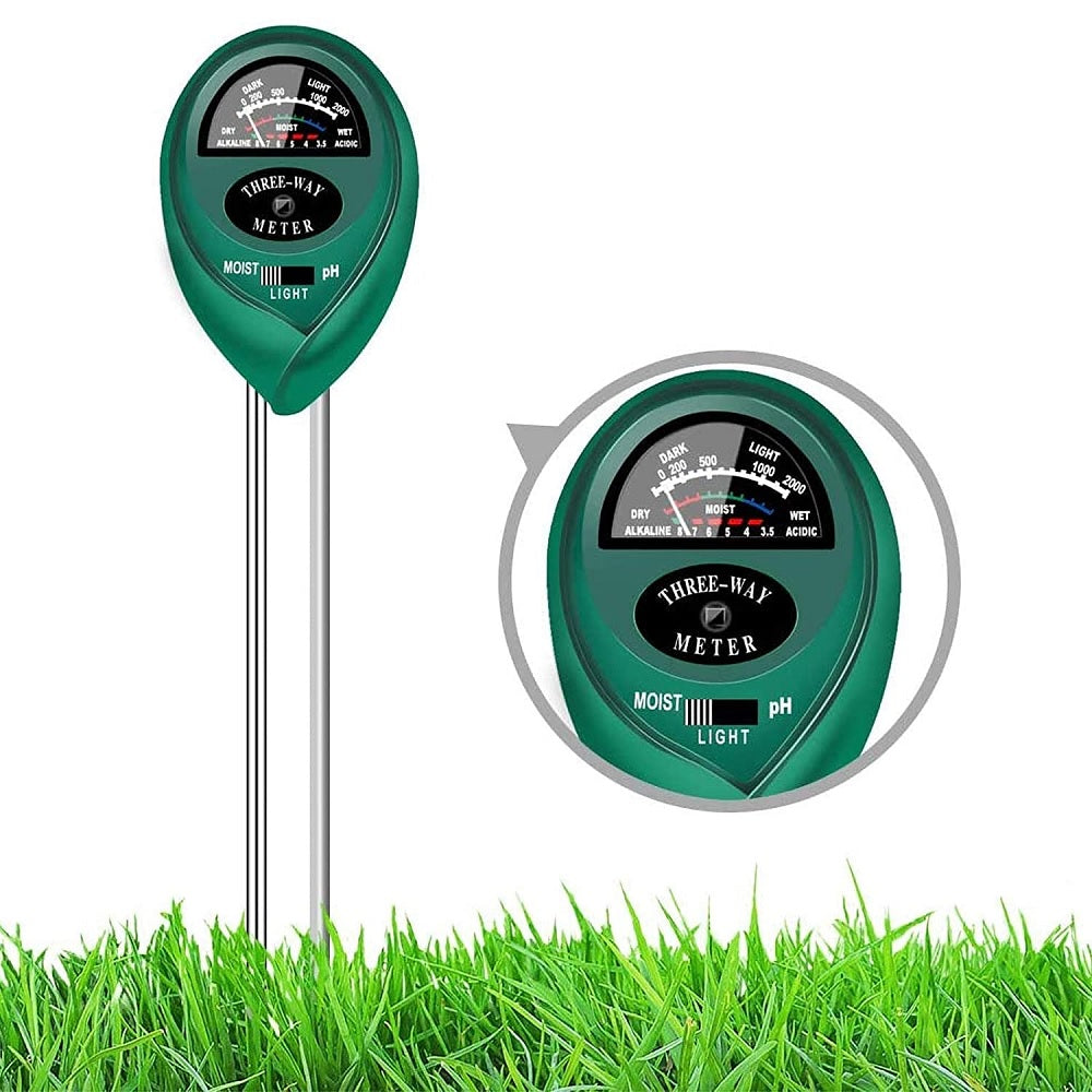 3 Way Soil Meter For Moisture, Light Intensity and pH Testing Meter